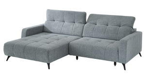 Ecksofa KAWOO aus Stoff in Hellgrau KAWOO Polsterprogramm Nil - Funktions-Ecksofa hellgrauer Chenillebezug Aragon 90 - Stellfläche ca. 203 x 277 cm