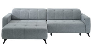 Ecksofa KAWOO aus Stoff in Hellgrau KAWOO Polsterprogramm Nil - Funktions-Ecksofa hellgrauer Chenillebezug Aragon 90 - Stellfläche ca. 203 x 277 cm