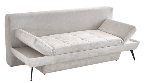 Schlafsofa Restyl aus Stoff in Beige Schlafsofa Terri cremefarbener Chenillebezug 2-7096 & anthrazitfarbene Metallfüße