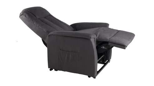 Relaxsessel Duo collection aus Stoff in Anthrazit Delphi Relaxsessel mit Aufstehhilfe anthrazitfarbener Mikorfaserbezug & schwarzes Metallgestell