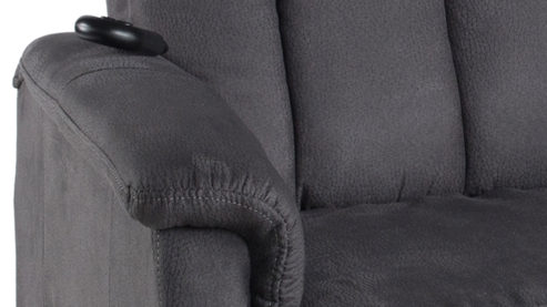 Relaxsessel Duo collection aus Stoff in Anthrazit Delphi Relaxsessel mit Aufstehhilfe anthrazitfarbener Mikorfaserbezug & schwarzes Metallgestell