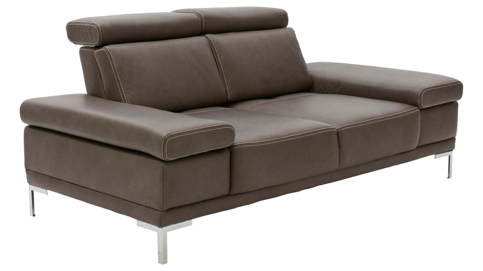 Zweisitzer Interliving aus Leder in Dunkelgrau Interliving Sofa Serie 4251 – Zweisitzer 12201 mit Sitztiefenverstellung Breite ca. 190 cm - dunkelgraues Leder Vintage grey & Metallfüße