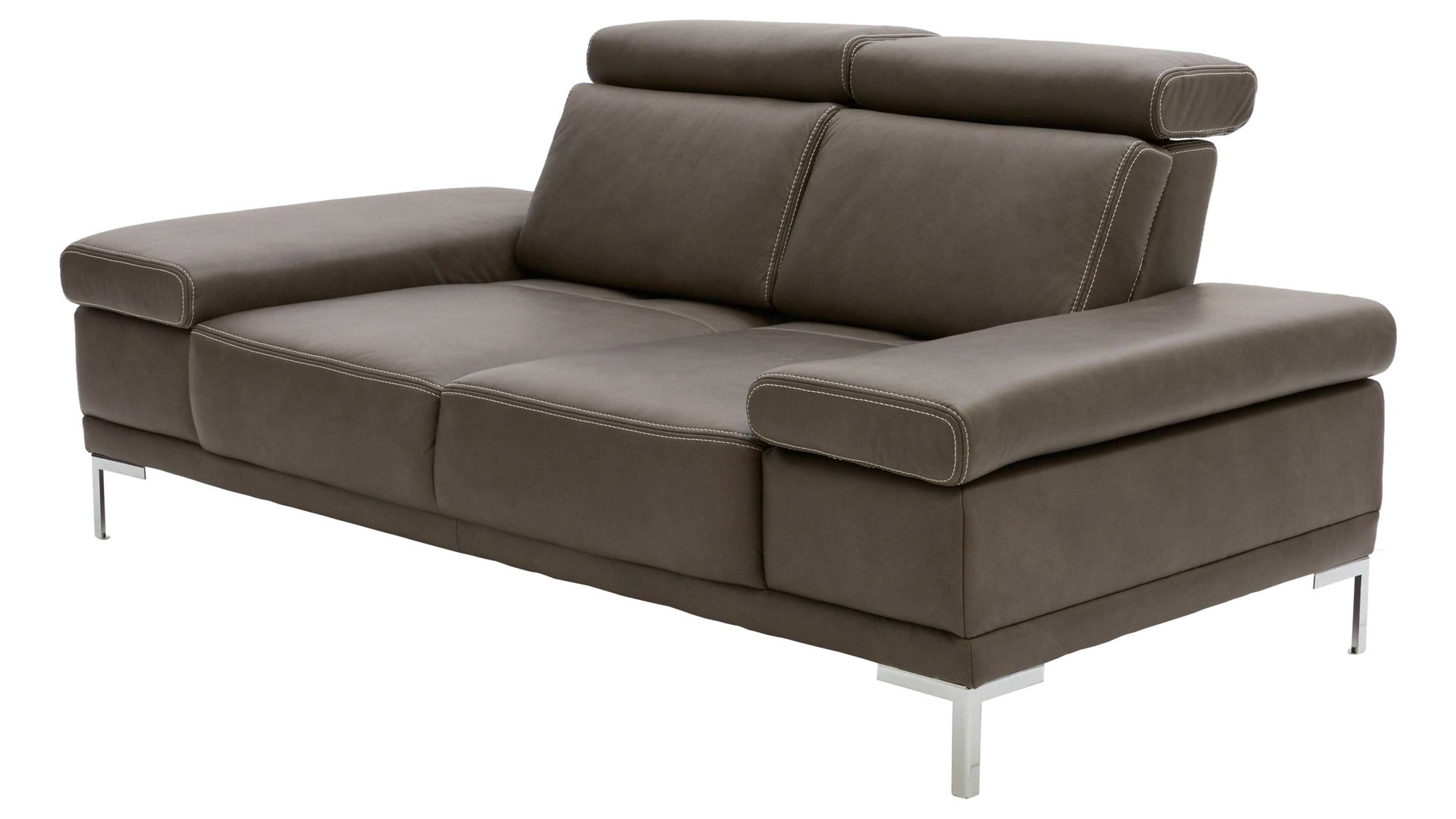 Zweisitzer Interliving aus Leder in Dunkelgrau Interliving Sofa Serie 4251 – Zweisitzer 12201 mit Sitztiefenverstellung Breite ca. 190 cm - dunkelgraues Leder Vintage grey & Metallfüße