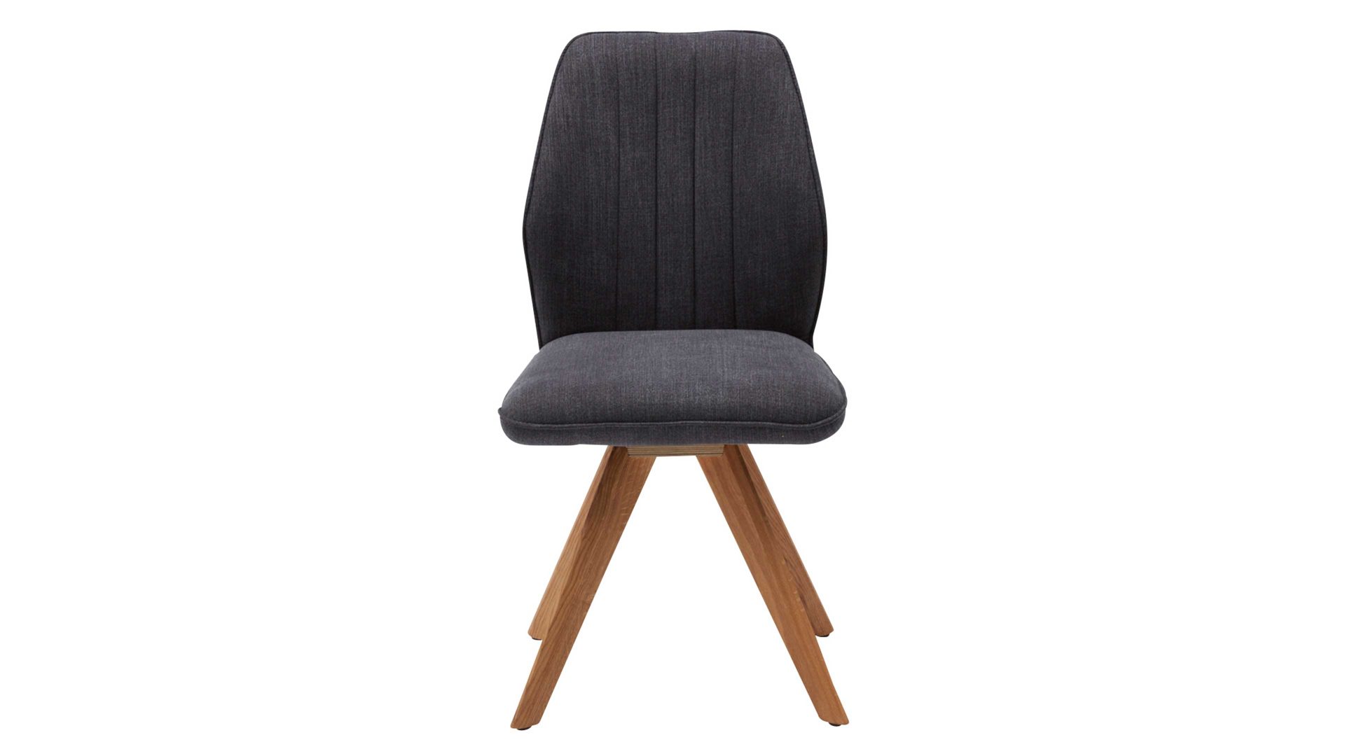 Polsterstuhl Interliving aus Stoff in Dunkelgrau Interliving Esszimmer Serie 5102 – Polsterstuhl U111 mit Drehfunktion graphitfarbener Bezug Tirol 480 & Wildeiche