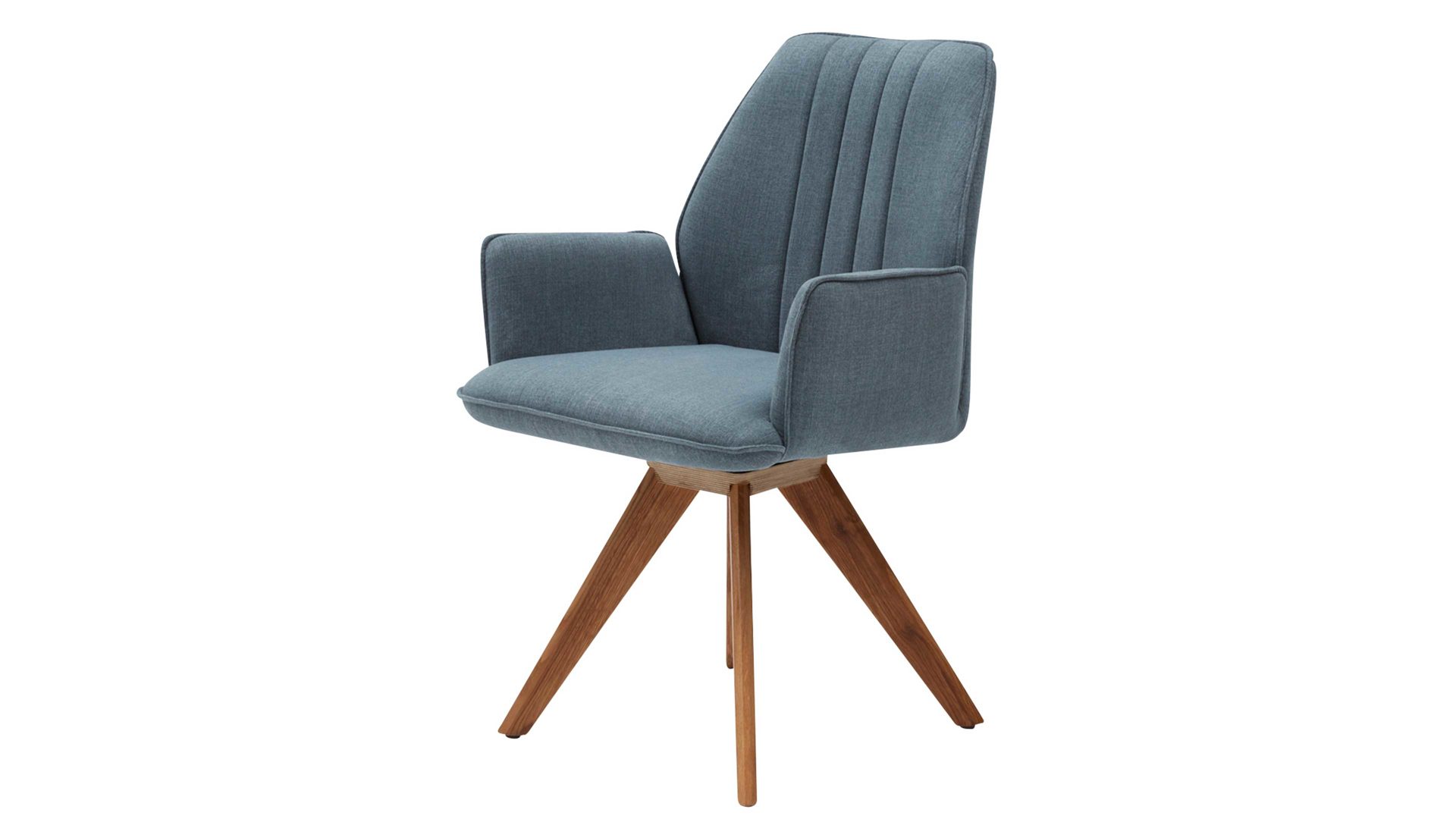 Polsterstuhl Interliving aus Stoff in Blau Interliving Esszimmer Serie 5102 – Armlehn-Polsterstuhl U112 mit Drehfunktion aquafarbener Bezug Tirol 484 & Wildeiche, Drehfunktion