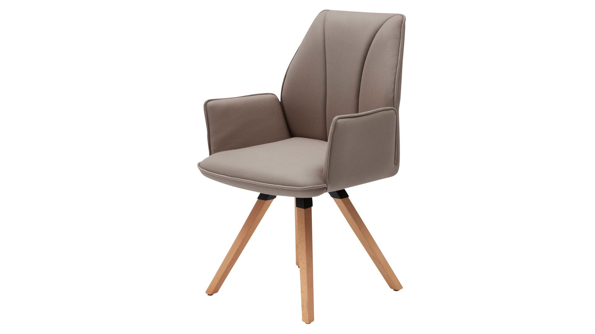 Polsterstuhl Interliving aus Stoff in Hellbraun Interliving Esszimmer Serie 5102 – Armlehn-Polsterstuhl U232 mit Drehfunktion sandfarbene Mikrofaser Atlantis 914 & Kernbuche
