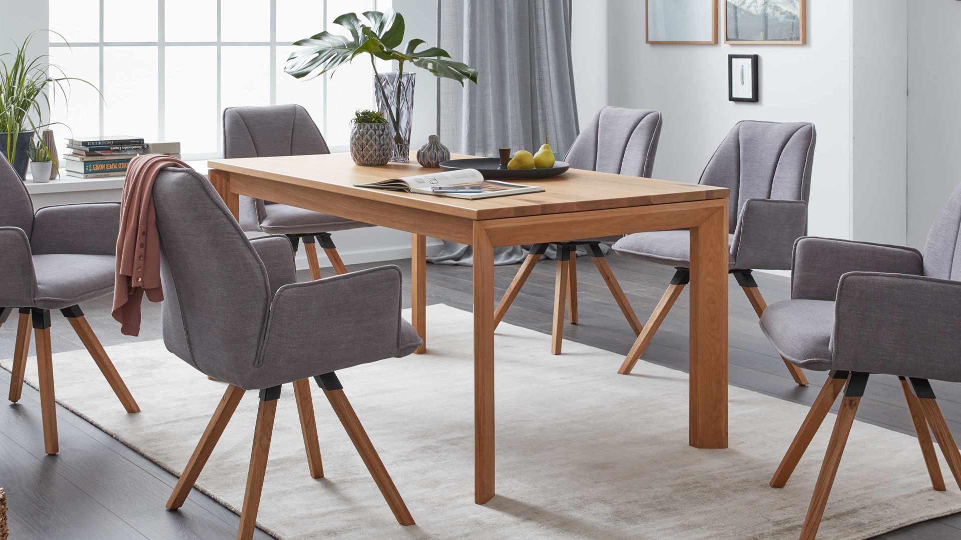 Auszugtisch Interliving aus Holz in Holzfarben Interliving Esszimmer Serie 5102 – Auszugtisch V203 Charakter-Eiche – ca. 180-280 x 90 cm