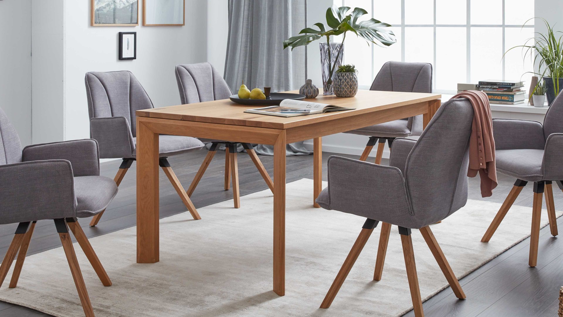 Auszugtisch Interliving aus Holz in Holzfarben Interliving Esszimmer Serie 5102 – Auszugtisch V203 Charakter-Eiche – ca. 140-240 x 90 cm