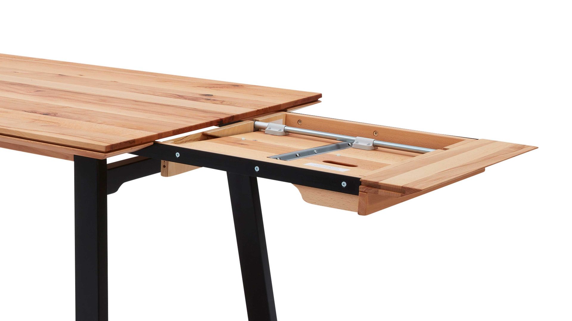 Auszugtisch Interliving aus Holz in Holzfarben Interliving Esszimmer Serie 5102 – Auszugtisch V513 Charakter-Kernbuche & schwarzes Eisen – ca. 180-230 x 100 cm