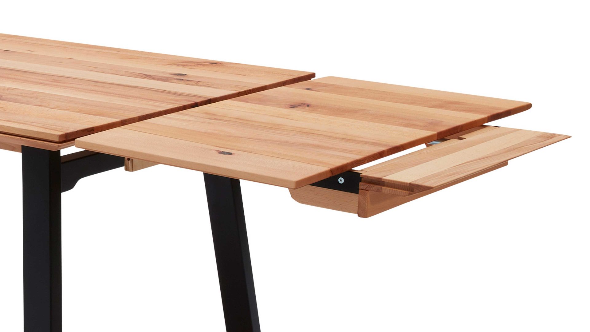 Auszugtisch Interliving aus Holz in Holzfarben Interliving Esszimmer Serie 5102 – Auszugtisch V513 Charakter-Kernbuche & schwarzes Eisen – ca. 180-230 x 100 cm