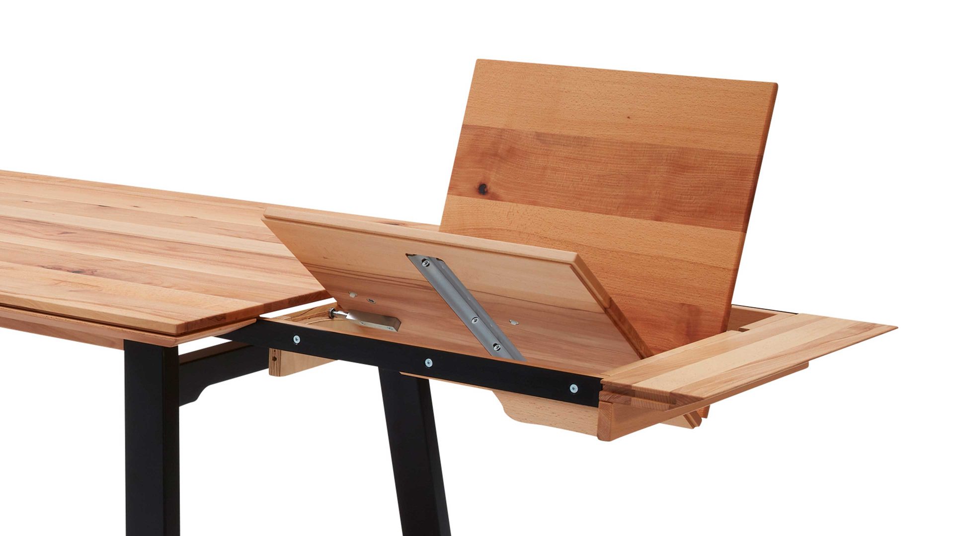 Auszugtisch Interliving aus Holz in Holzfarben Interliving Esszimmer Serie 5102 – Auszugtisch V513 Charakter-Kernbuche & schwarzes Eisen – ca. 180-230 x 100 cm
