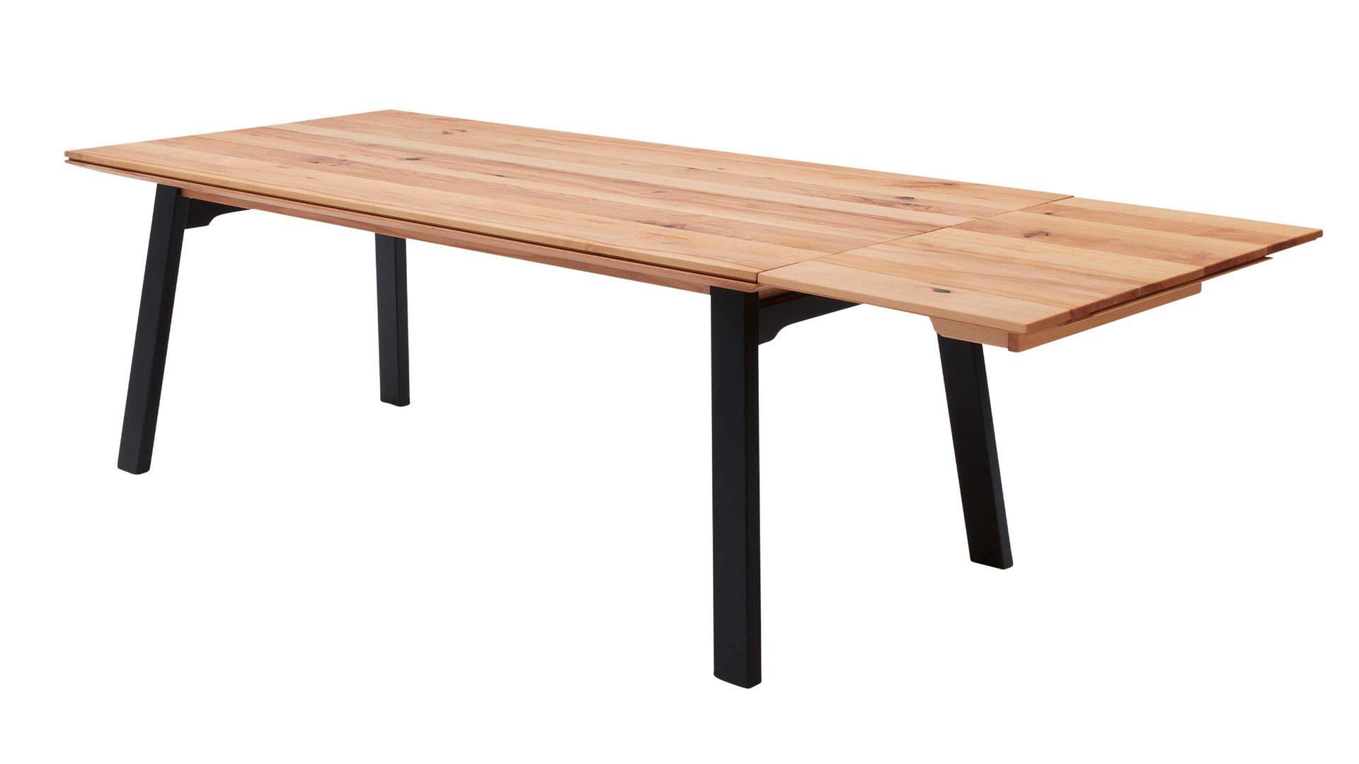 Auszugtisch Interliving aus Holz in Holzfarben Interliving Esszimmer Serie 5102 – Auszugtisch Charakter-Kernbuche & schwarzes Holz – ca. 200-250 x 100 cm