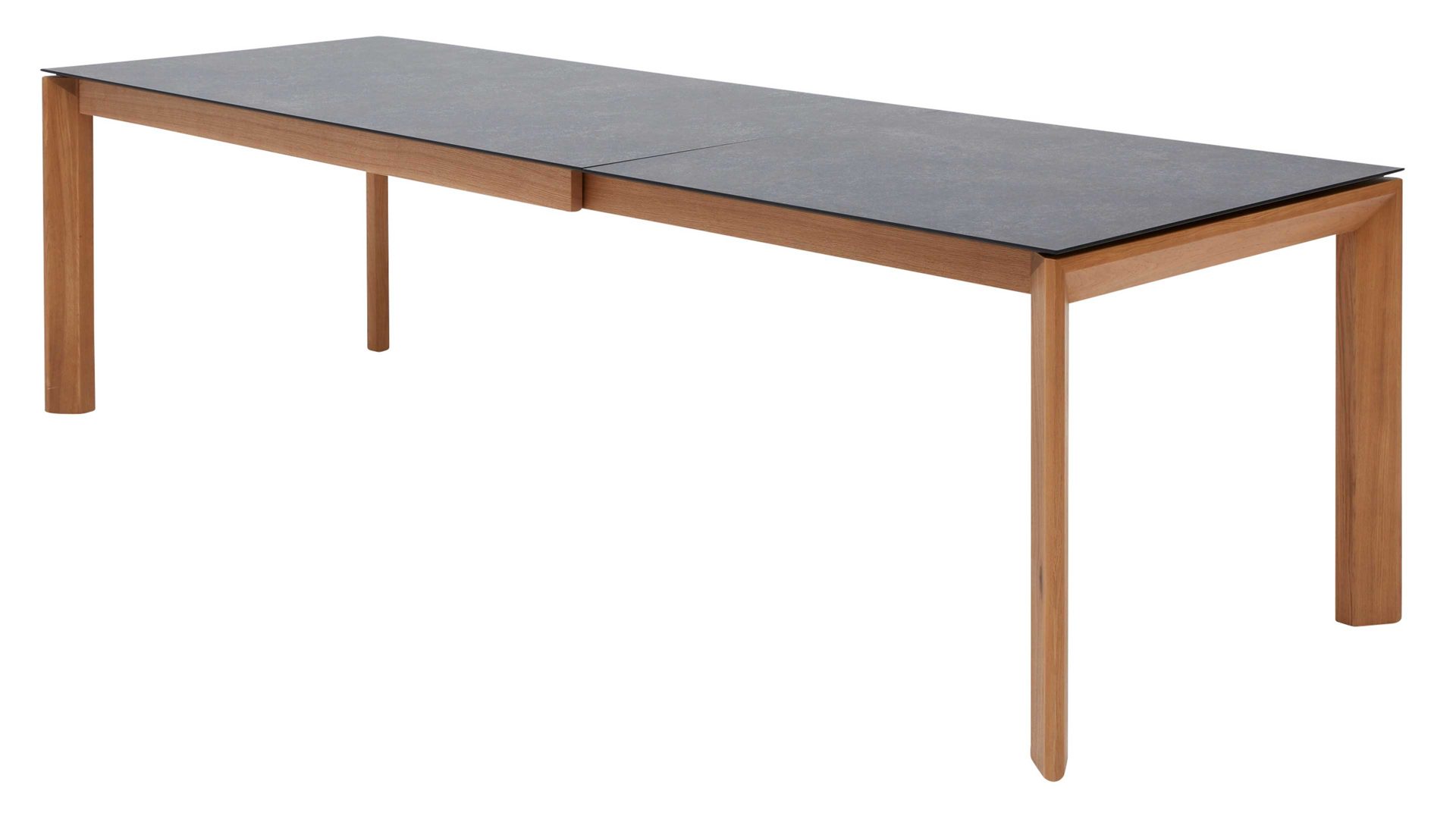 Auszugtisch Interliving aus Holz in Grau Interliving Esszimmer Serie 5102 – Auszugtisch V133 granitfarbenes HPL & Wildeiche – ca. 200-300 x 90 cm