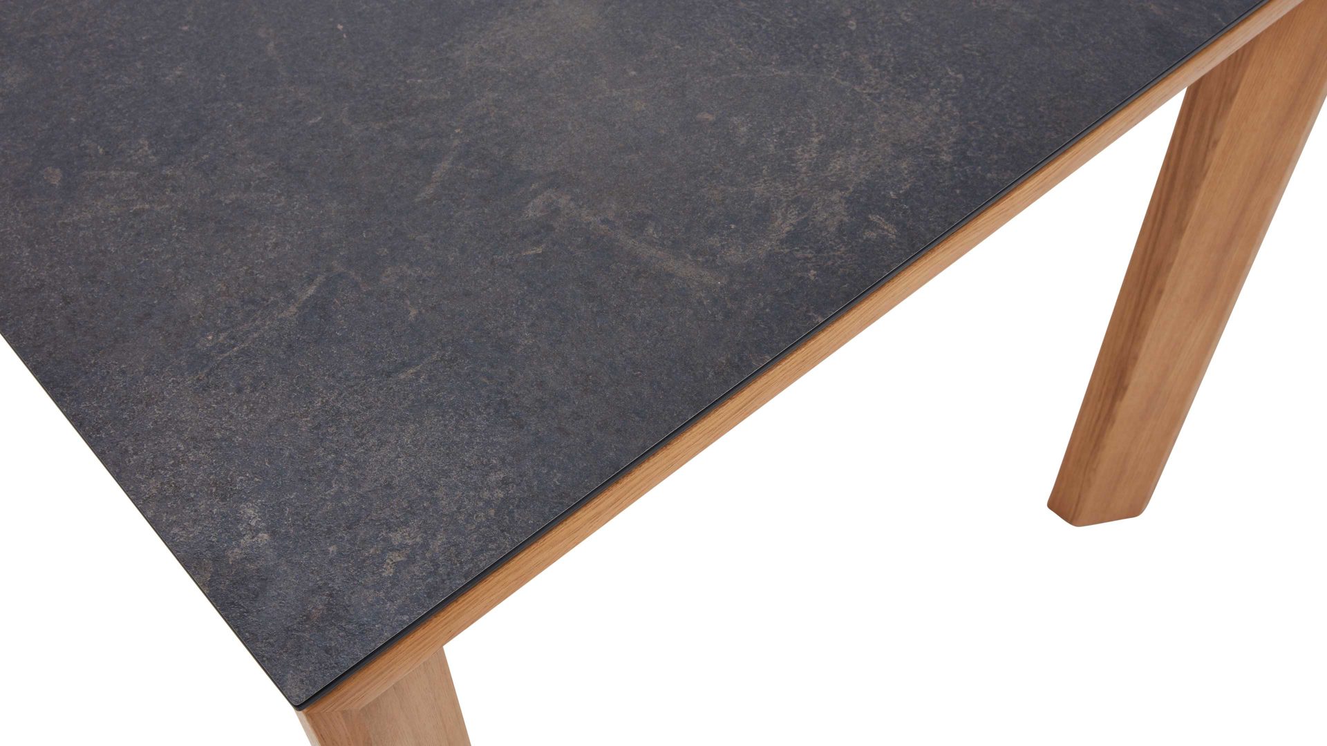 Auszugtisch Interliving aus Holz in Grau Interliving Esszimmer Serie 5102 – Auszugtisch V133 granitfarbenes HPL & Wildeiche – ca. 200-300 x 90 cm