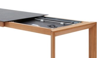 Auszugtisch Interliving aus Holz in Grau Interliving Esszimmer Serie 5102 – Auszugtisch V133 granitfarbenes HPL & Wildeiche – ca. 200-300 x 90 cm
