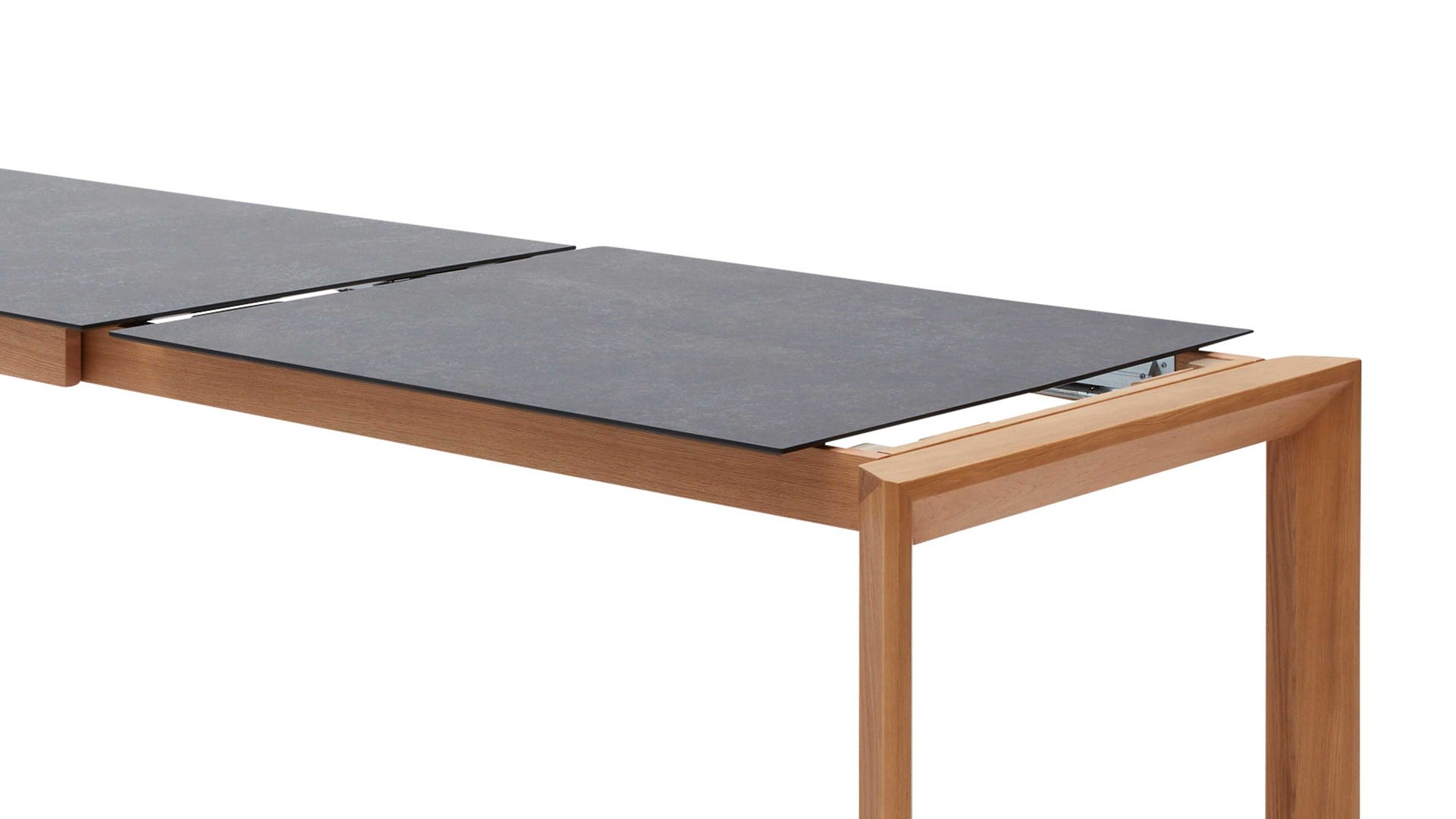 Auszugtisch Interliving aus Holz in Grau Interliving Esszimmer Serie 5102 – Auszugtisch V133 granitfarbenes HPL & Wildeiche – ca. 140-240 x 90 cm