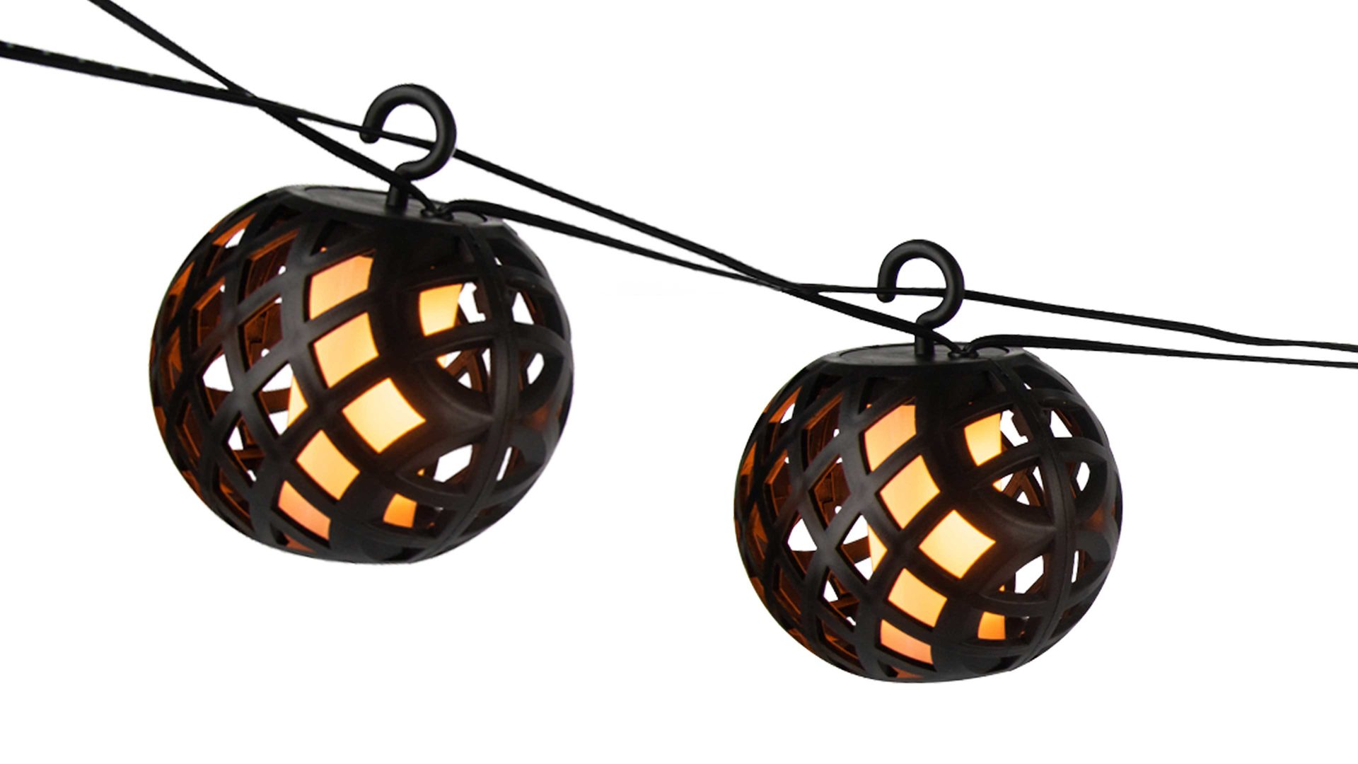 Lichterkette Globo lighting aus Kunststoff in Schwarz GLOBO LED-Solar-Lichterkette schwarze Kunststoffkugeln - Länge ca. 410 cm