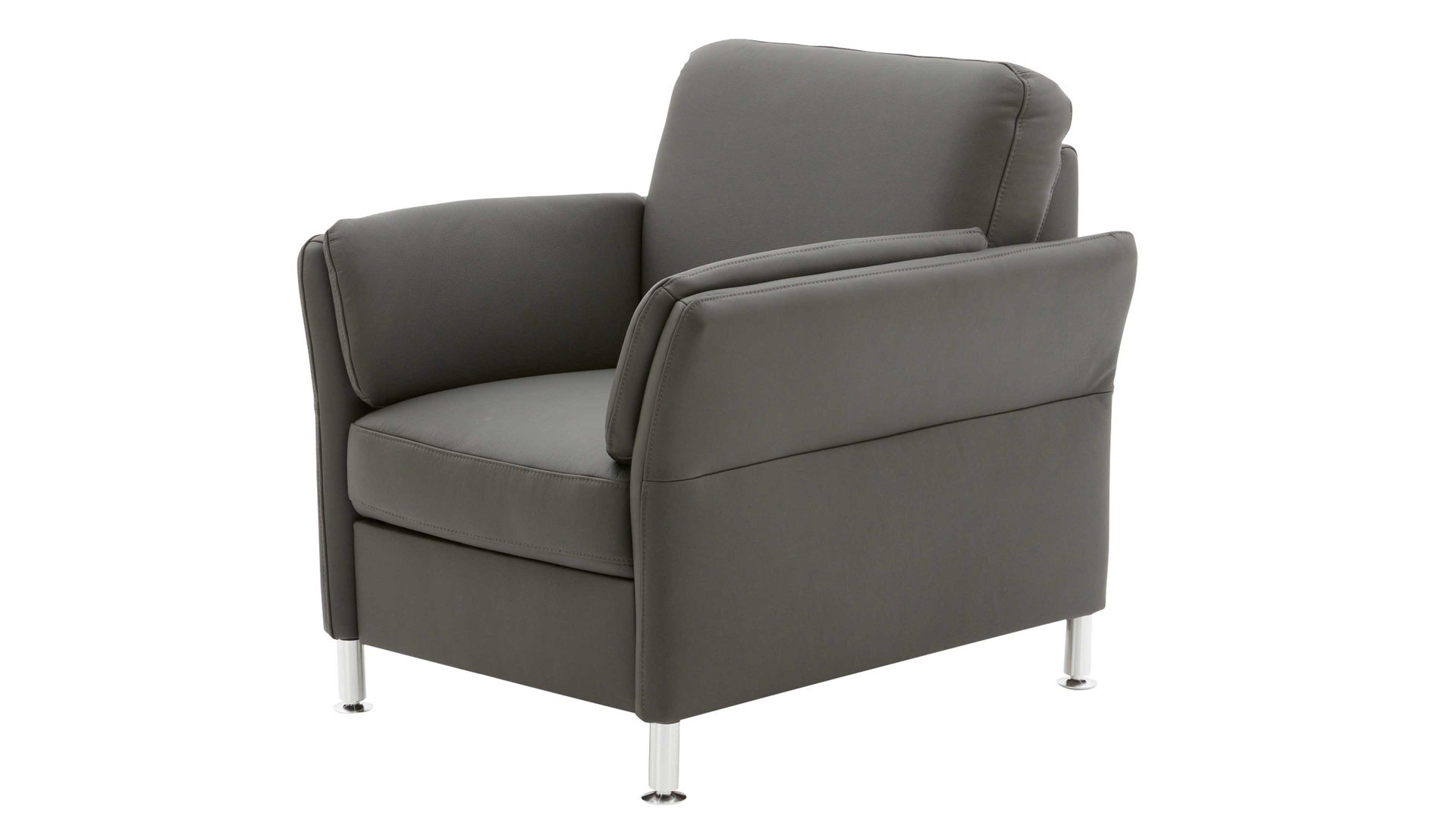 Polstersessel modulmaster aus Leder in Anthrazit Modulmaster MM-PN1080 - Sessel anthrazitfarbenes Leder Torro & Metallfüße