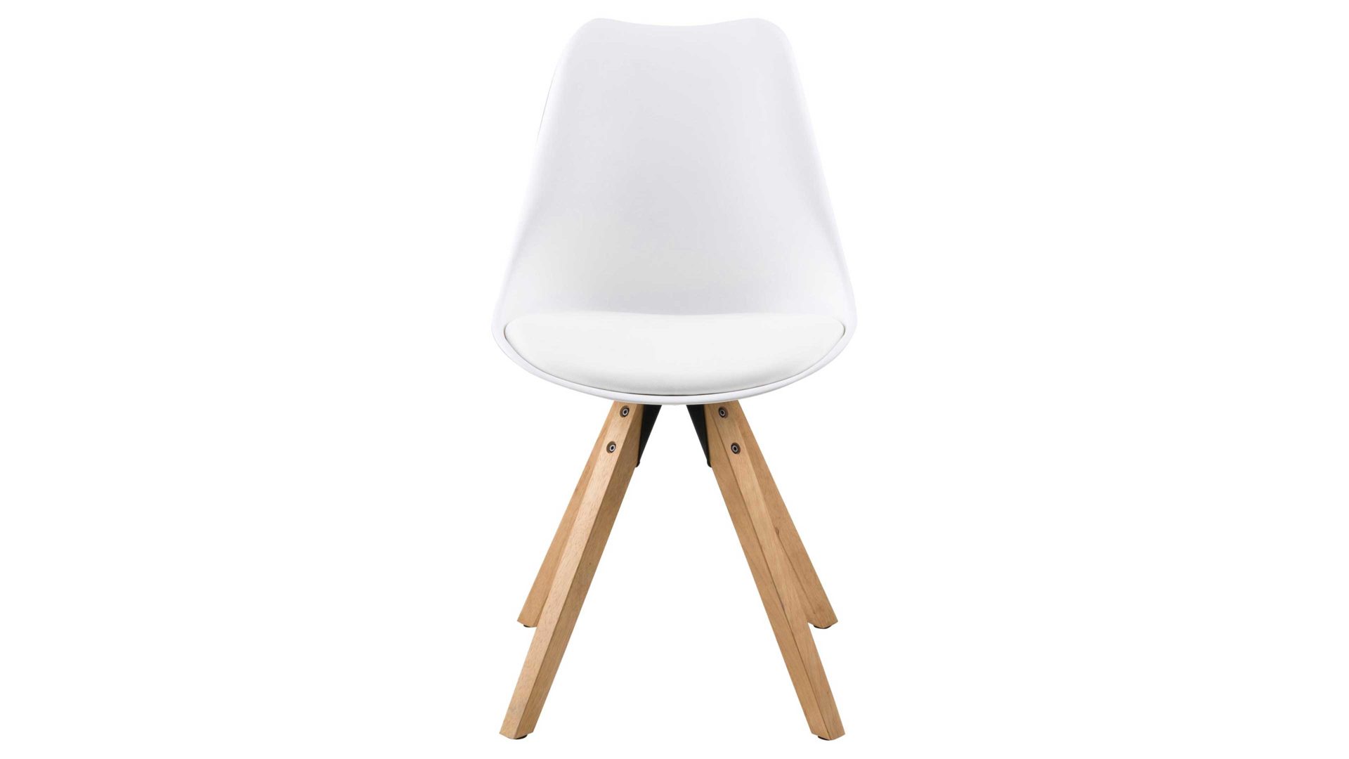 Vierfußstuhl Actona group aus Stoff in Weiß Stuhl im Retro-Look als perfekter Esszimmerstuhl Rubberwood & Weiß