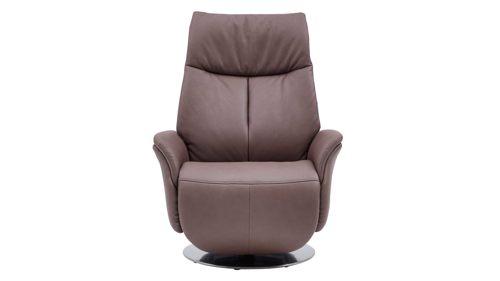 Relaxsessel Interliving aus Leder in Braun Interliving Sessel Serie 4550 - Sessel 77O44 zwei Motoren & Aufstehhilfe - kokosfarbenes LongLife-Leder & edelstahlfarbener Tellerfuß