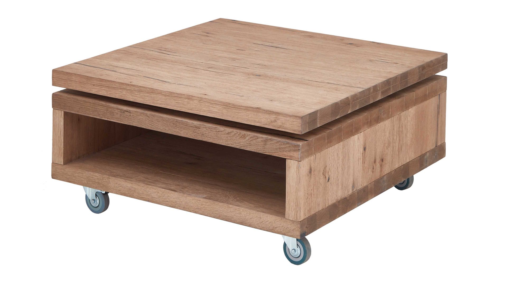 Couchtisch WOODS & TRENDS aus Holz in Holzfarben WOODS & TRENDS Couchtisch Canova railwaybraunes Eichefurnier & Metall – ca.  80 x 80 cm