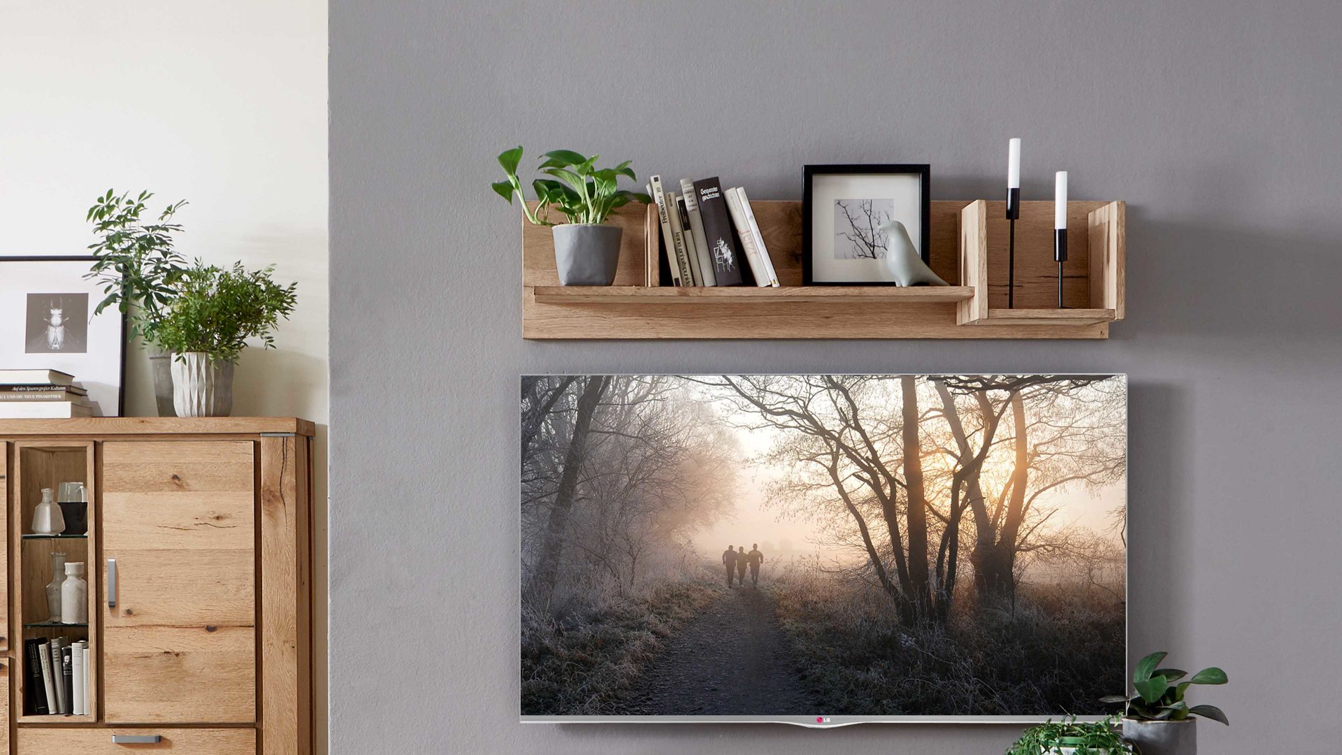 Wandregal WOODS & TRENDS aus Holz in Holzfarben WOODS & TRENDS Wandregal Canova railwaybraunes Eichefurnier – Länge ca. 120 cm