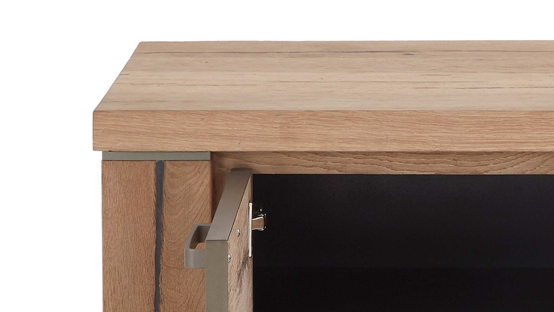 Lowboard WOODS & TRENDS aus Holz in Holzfarben WOODS & TRENDS Medien-Lowboard bzw. TV-Möbel Canova railwaybraunes Eichefurnier & Metall – zwei Türen, eine Schublade