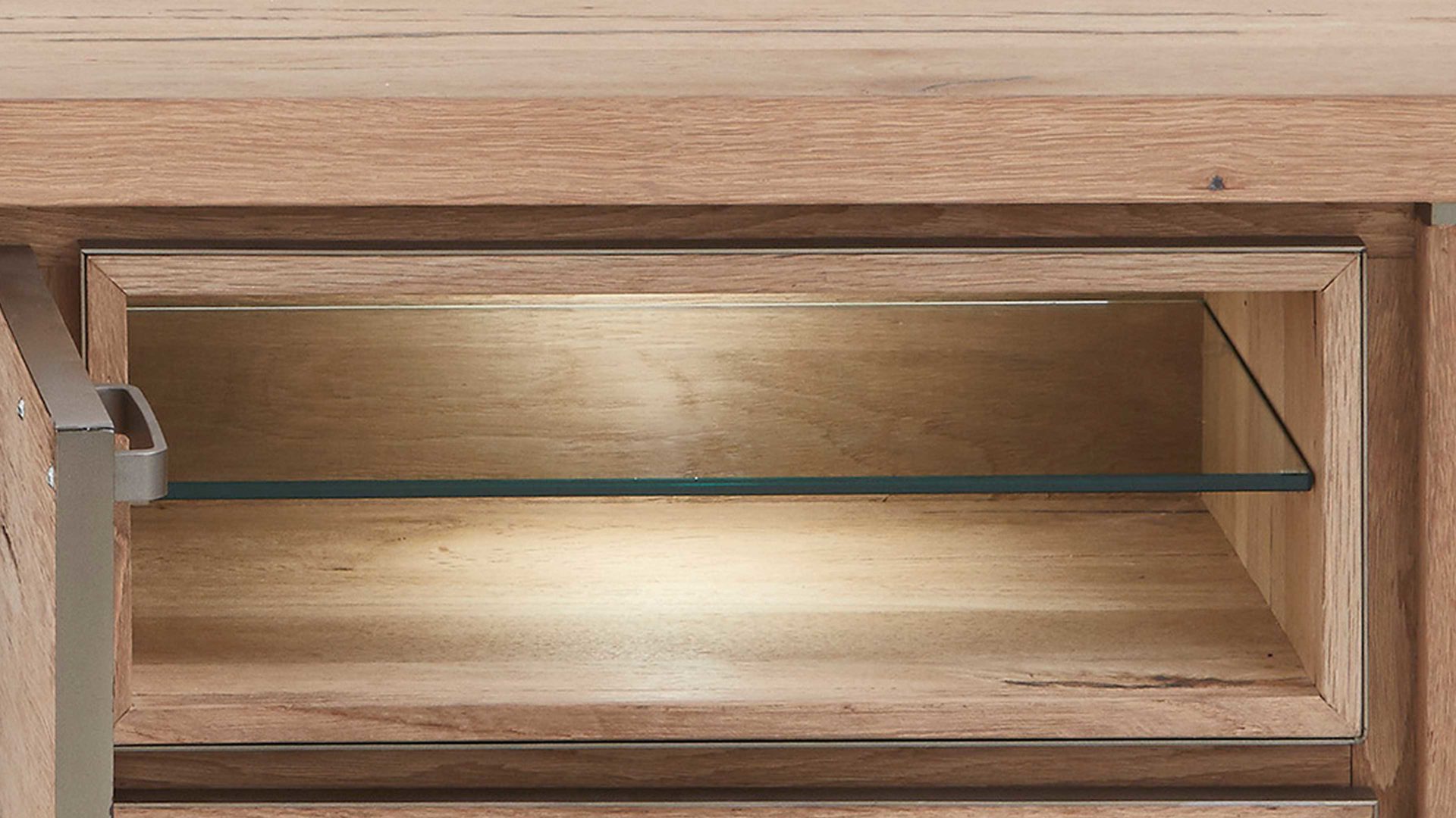 Lowboard WOODS & TRENDS aus Holz in Holzfarben WOODS & TRENDS Medien-Lowboard bzw. TV-Möbel Canova braunes Eichefurnier & Metall – zwei Türen, eine Schublade - Breite ca. 160 cm