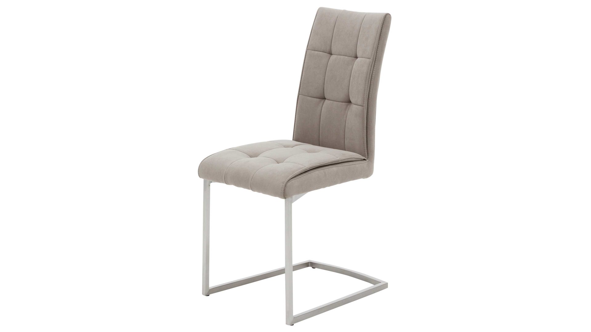 Schwingstuhl Interliving aus Stoff in Grau Interliving Esszimmer Serie 5104 – Schwingstuhl graue Mikrofaser Dove & Edelstahlgestell