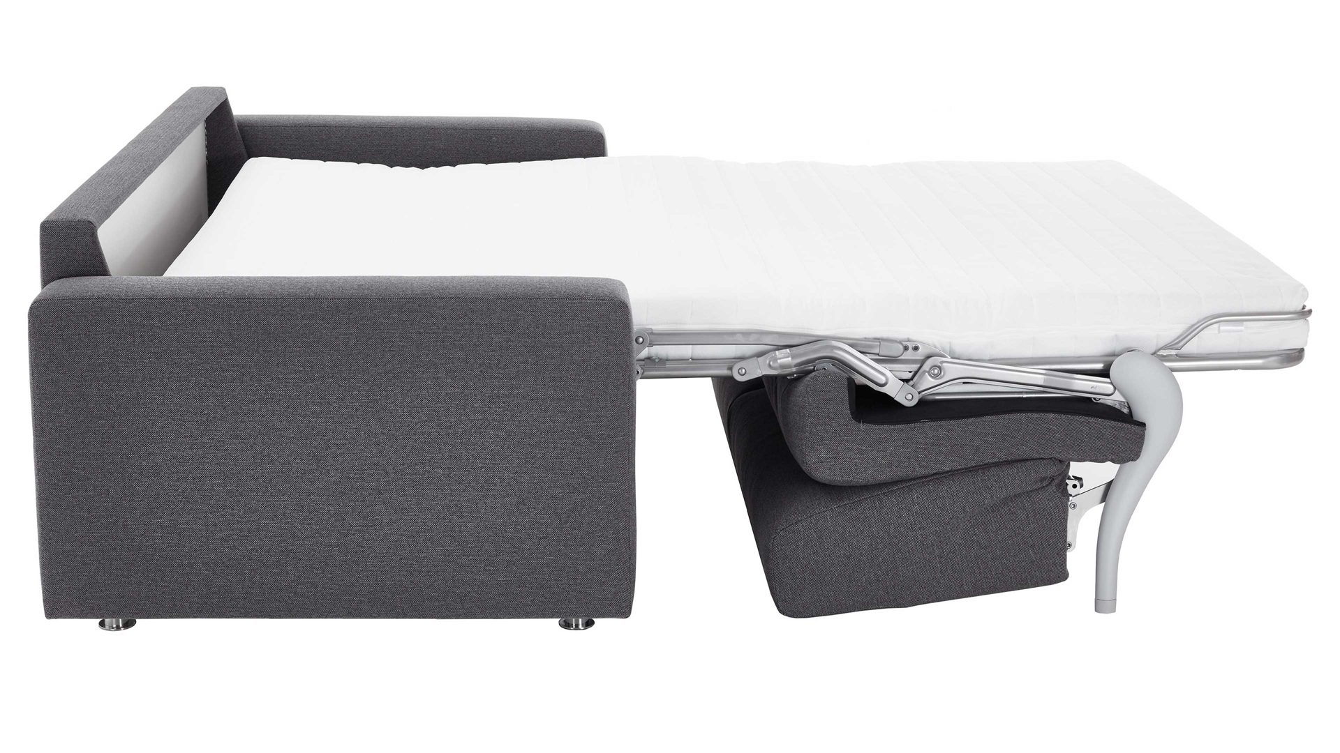 Schlafsofa comfortmaster besser sitzen, liegen, leben aus Stoff in Anthrazit Comfortmaster Messina Funktionssofa - Schlafcouch anthrazitfarbener Webstoff 8-2122 & Chromfüße 84 - Breite ca. 177 cm