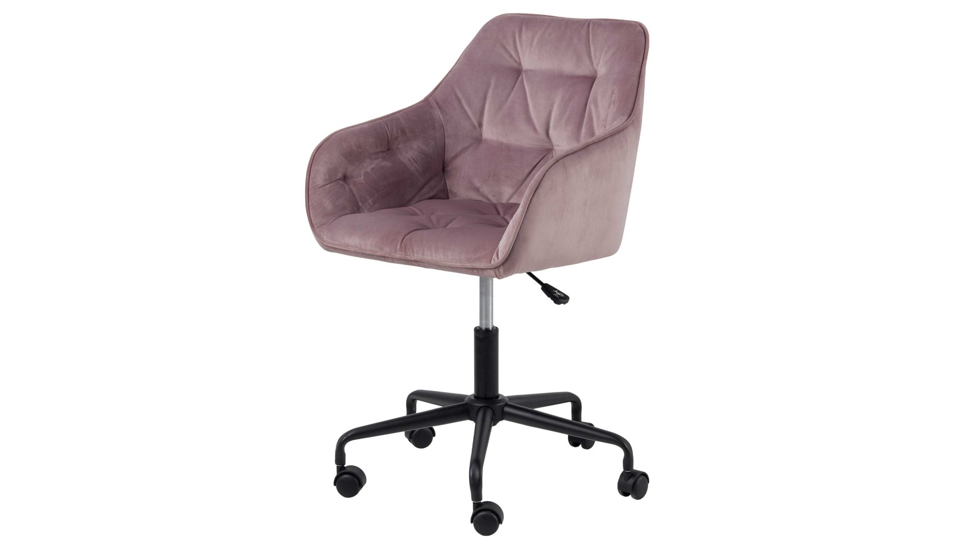 Drehstuhl Actona group aus Stoff in Pastell Drehstuhl Brooke pastellrosa Samt Vic 18 & schwarzes Drehkreuz