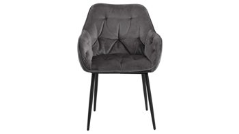 Vierfußstuhl Actona group aus Stoff in Dunkelgrau Armlehnstuhl Brooke dunkelgrauer Samt Vic 28 & schwarzes Metall