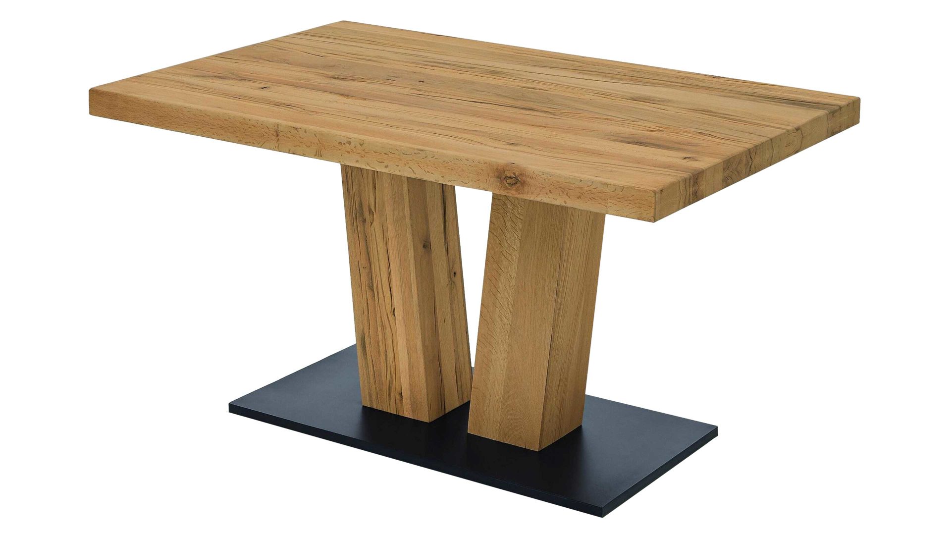 Esstisch Niehoff sitzmoebel aus Holz in Holzfarben NIEHOFF SITZMÖBEL Massivholz-Esstisch Alexa Balkeneiche & schwarzes Eisen – ca. 160 x 90 cm