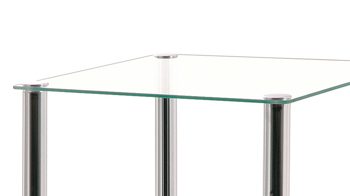 Regal Haku aus Glas in Transparent Glasboden-Regal Klarglas & Chrom – drei Böden