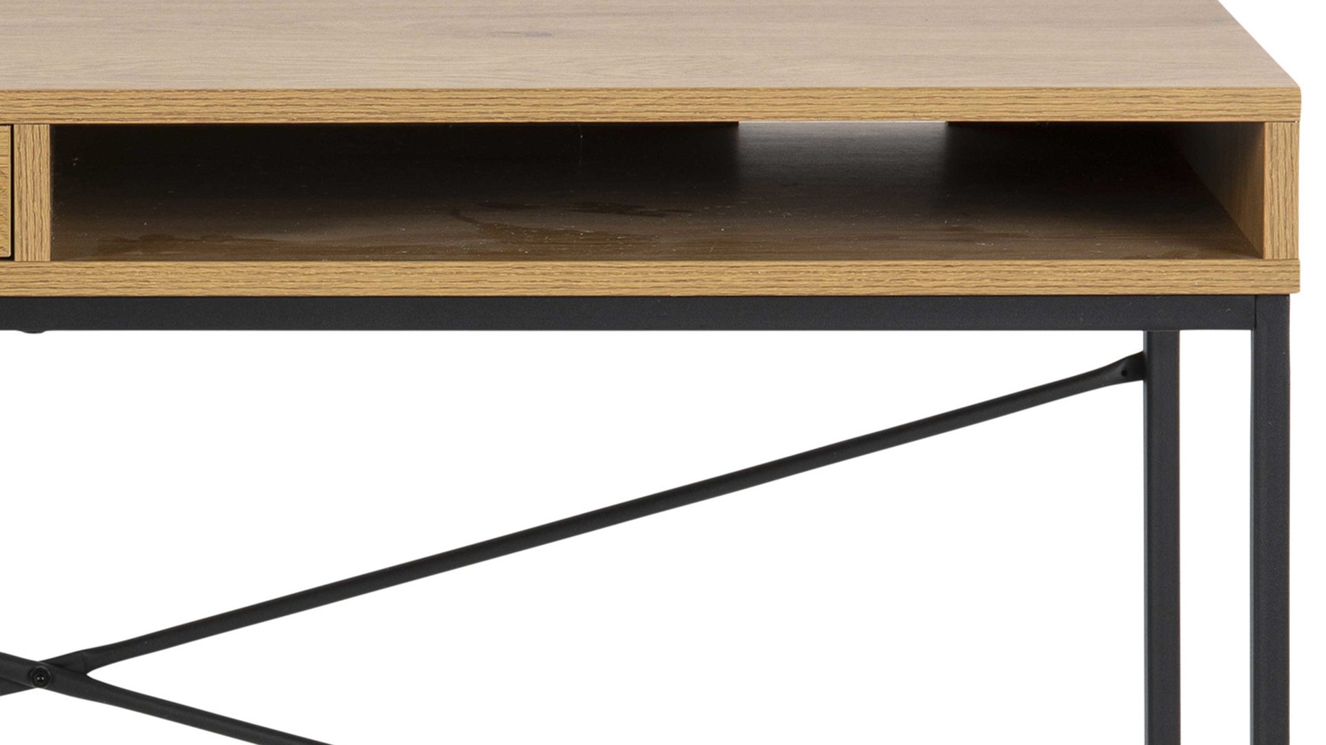 Schreibtisch Actona group aus Holz in Holzfarben Schreibtisch Seaford im Industrielook bzw. PC-Tisch Wildeiche & Schwarz – ca. 110 x 45 cm