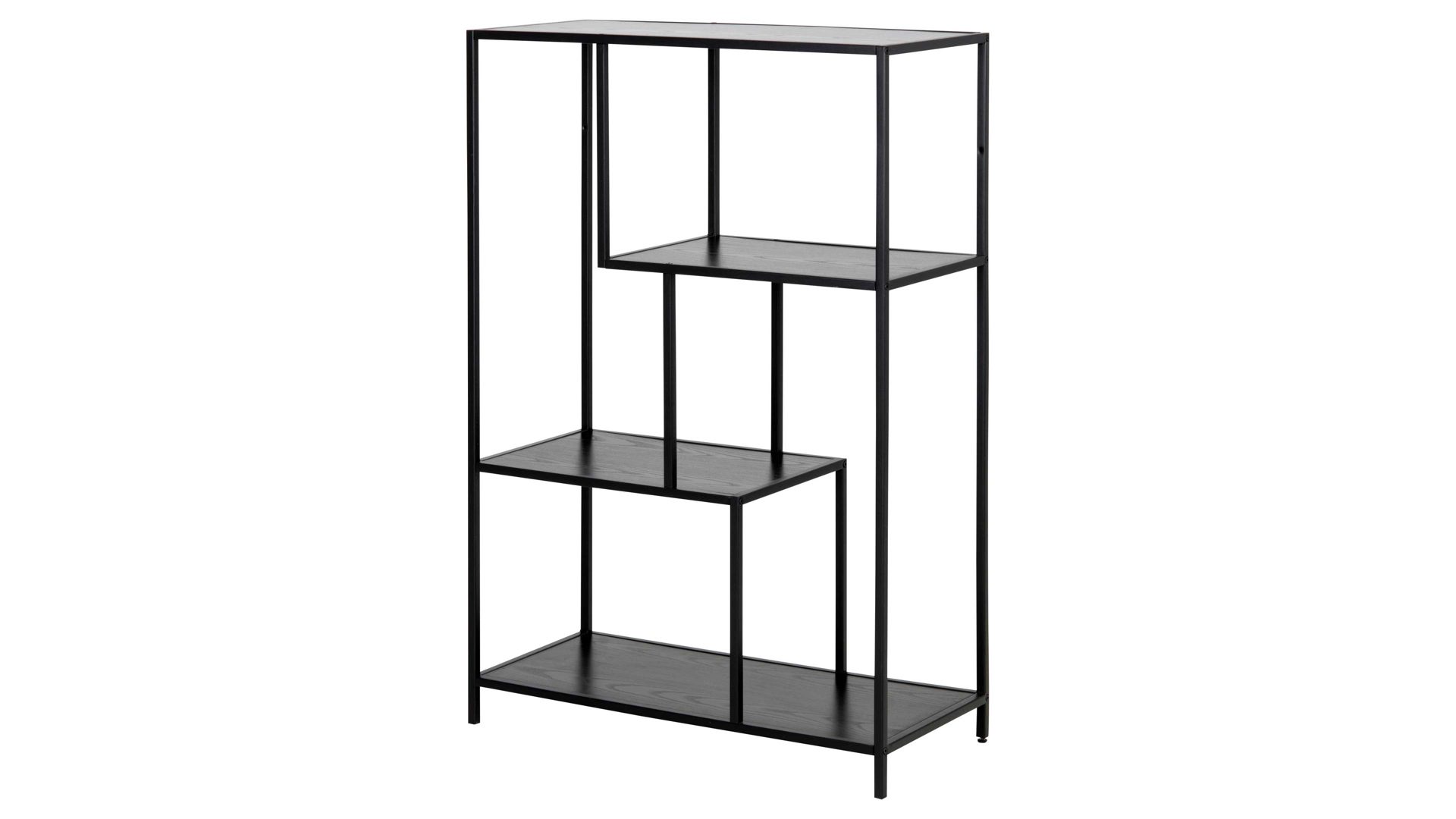 Regal Actona group aus Holz in Schwarz Regal Seaford  im Industrielook bzw. Bücherregal schwarze Esche – ca. 77 x 114 cm