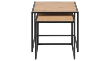 Beistelltisch-Set Actona group aus Holz in Holzfarben Beistelltisch-Set Seaford im Industrielook bzw. Beistelltische Wildeiche & Schwarz – zweiteilig