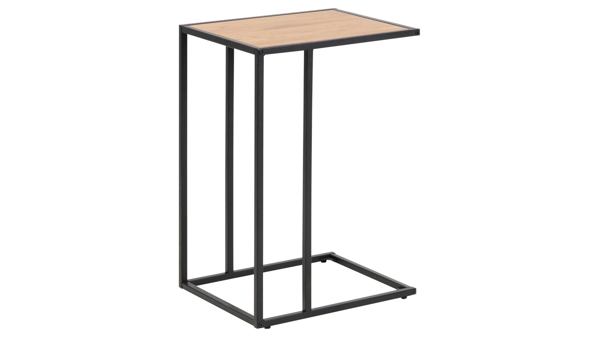 Beistelltisch Actona group aus Holz in Holzfarben Laptop-Tisch Seaford im Industrielook bzw. Beistelltisch Wildeiche & Schwarz – ca. 43 x 35 cm