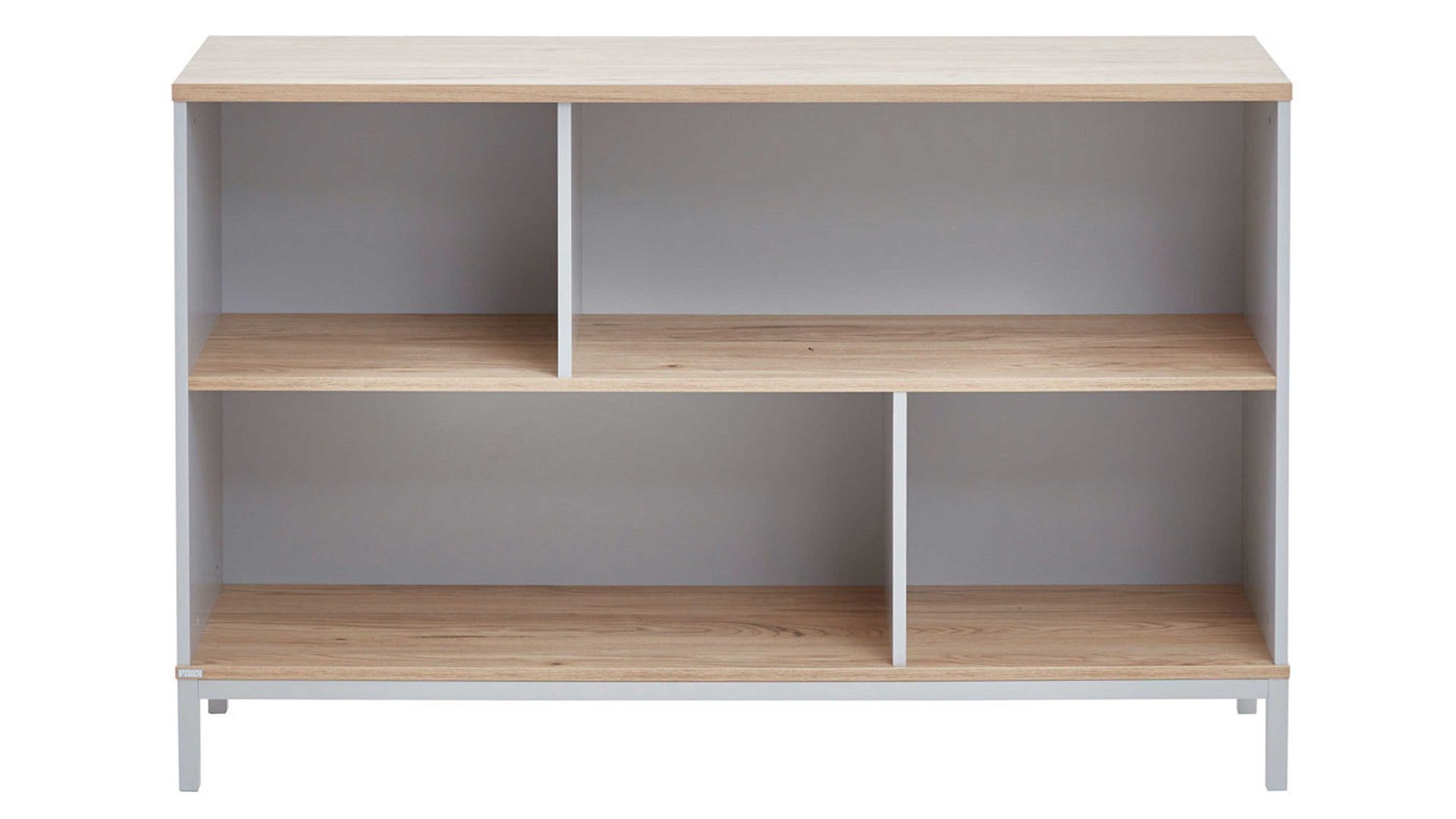 Sideboard Paidi aus Holz in Hellgrau PAIDI Babyzimmerprogramm Benne - Sideboard Kieselgrau & Montana Eiche – vier offene Fächer