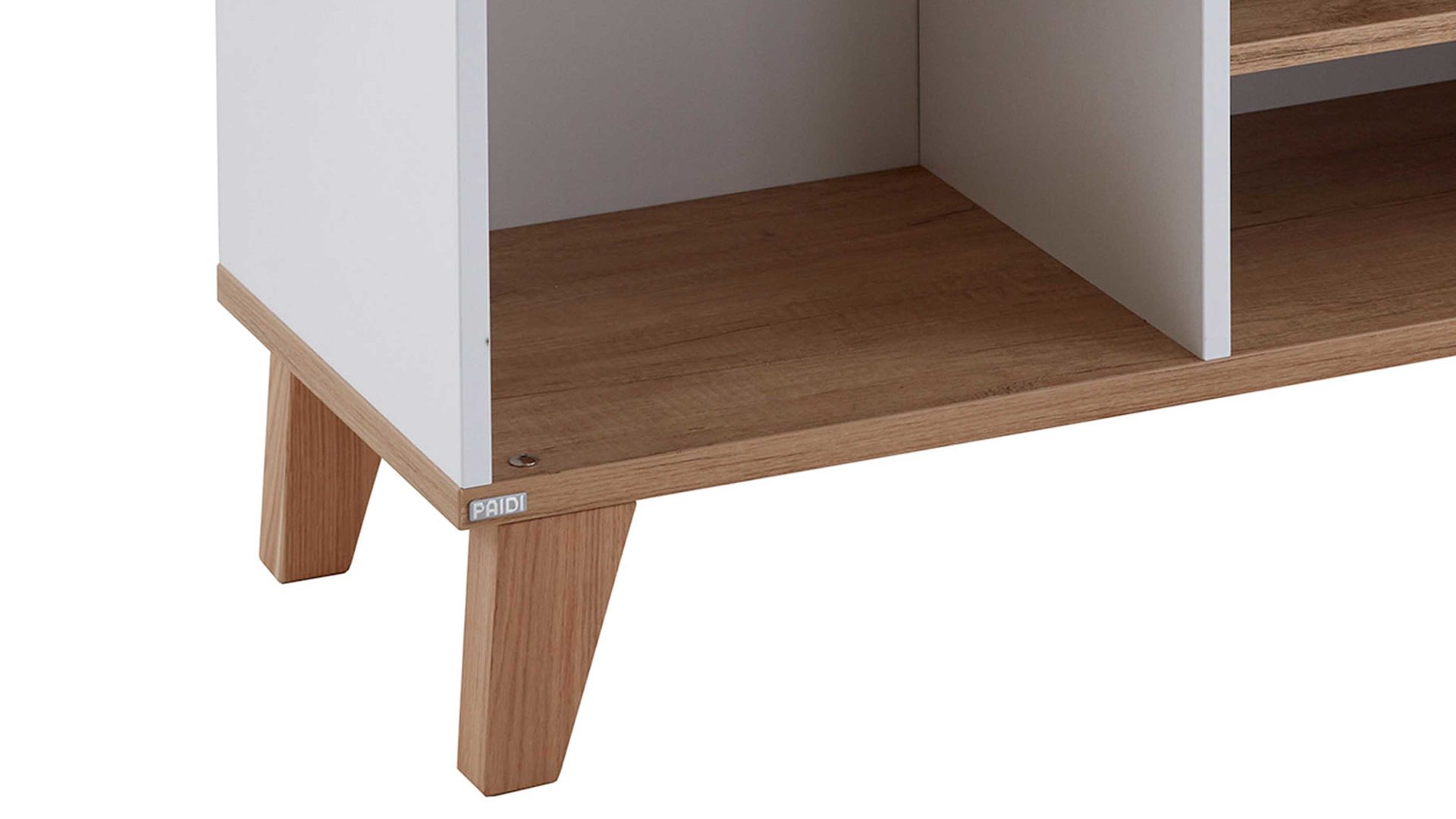 Lowboard Paidi aus Holz in Weiß PAIDI Babyzimmerprogramm Oscar - Lowboard Kreideweiß & Nebraska Eiche – vier Fächer, Breite ca. 124 cm