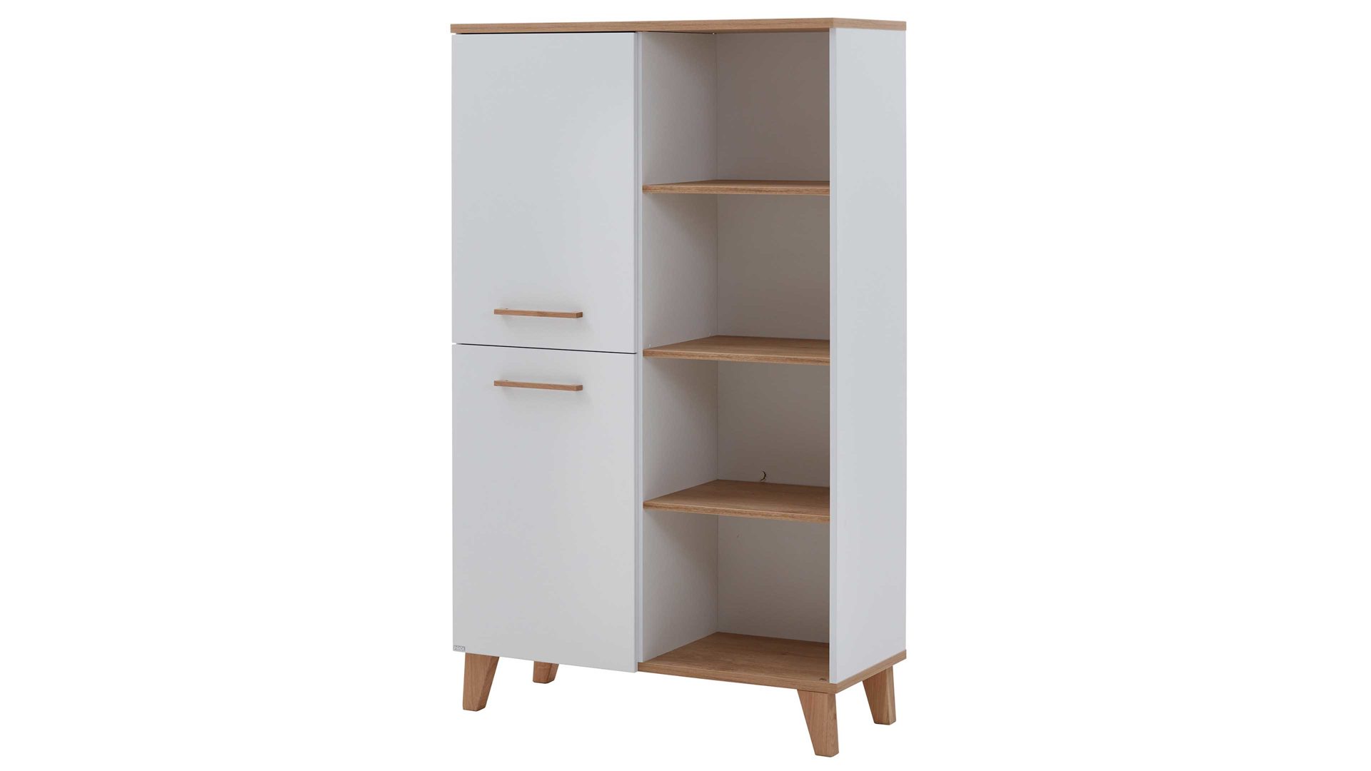 Highboard Paidi aus Holz in Weiß PAIDI Jugendzimmerprogramm Oscar - Highboard links - Kreideweiß & Nebraska Eiche