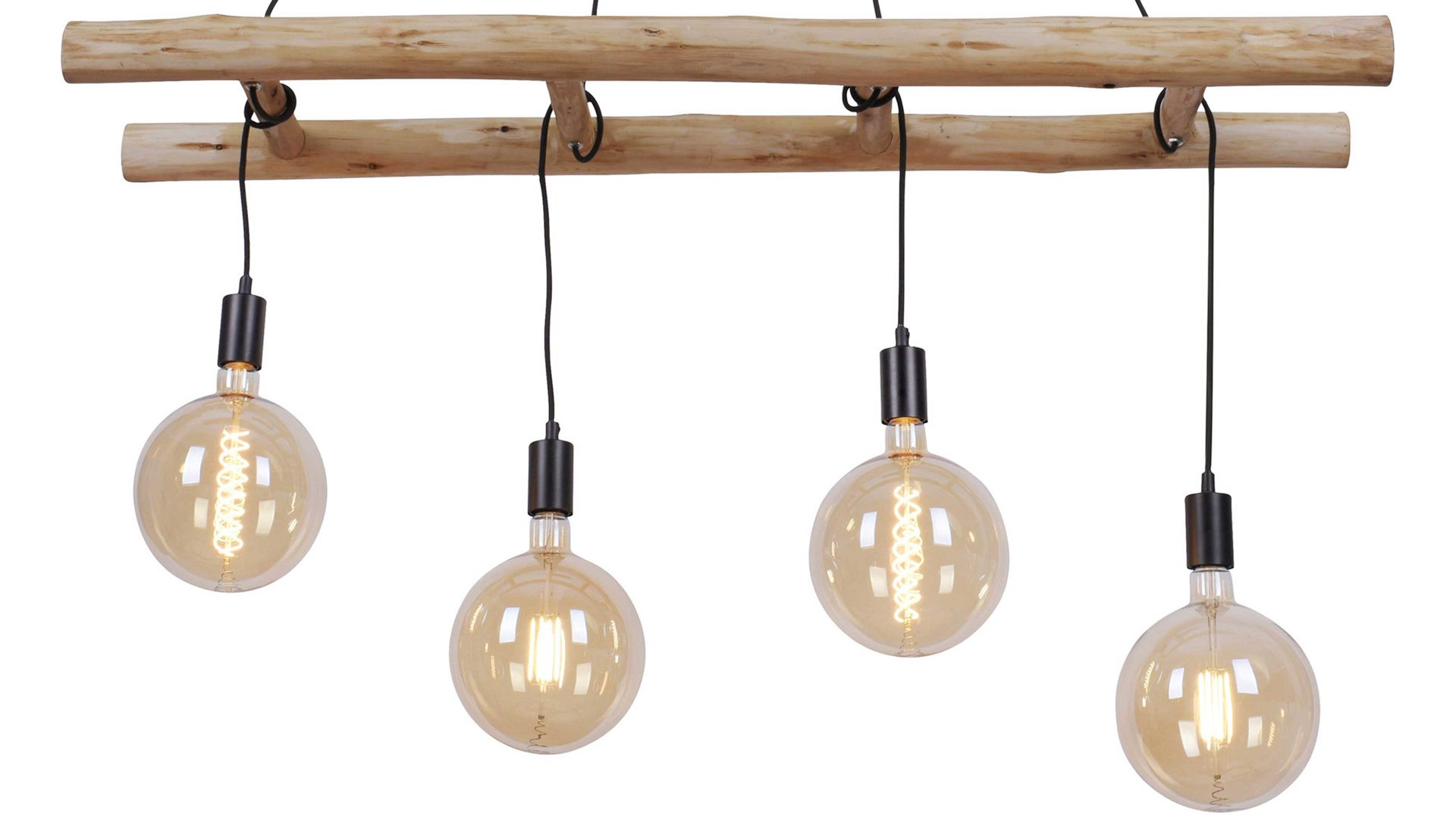 Pendelleuchte Just light. (leuchtendirekt) aus Holz in Holzfarben JUST LIGHT. Hängelampe Edgar Holz & schwarzes Metall – Länge ca. 120 cm