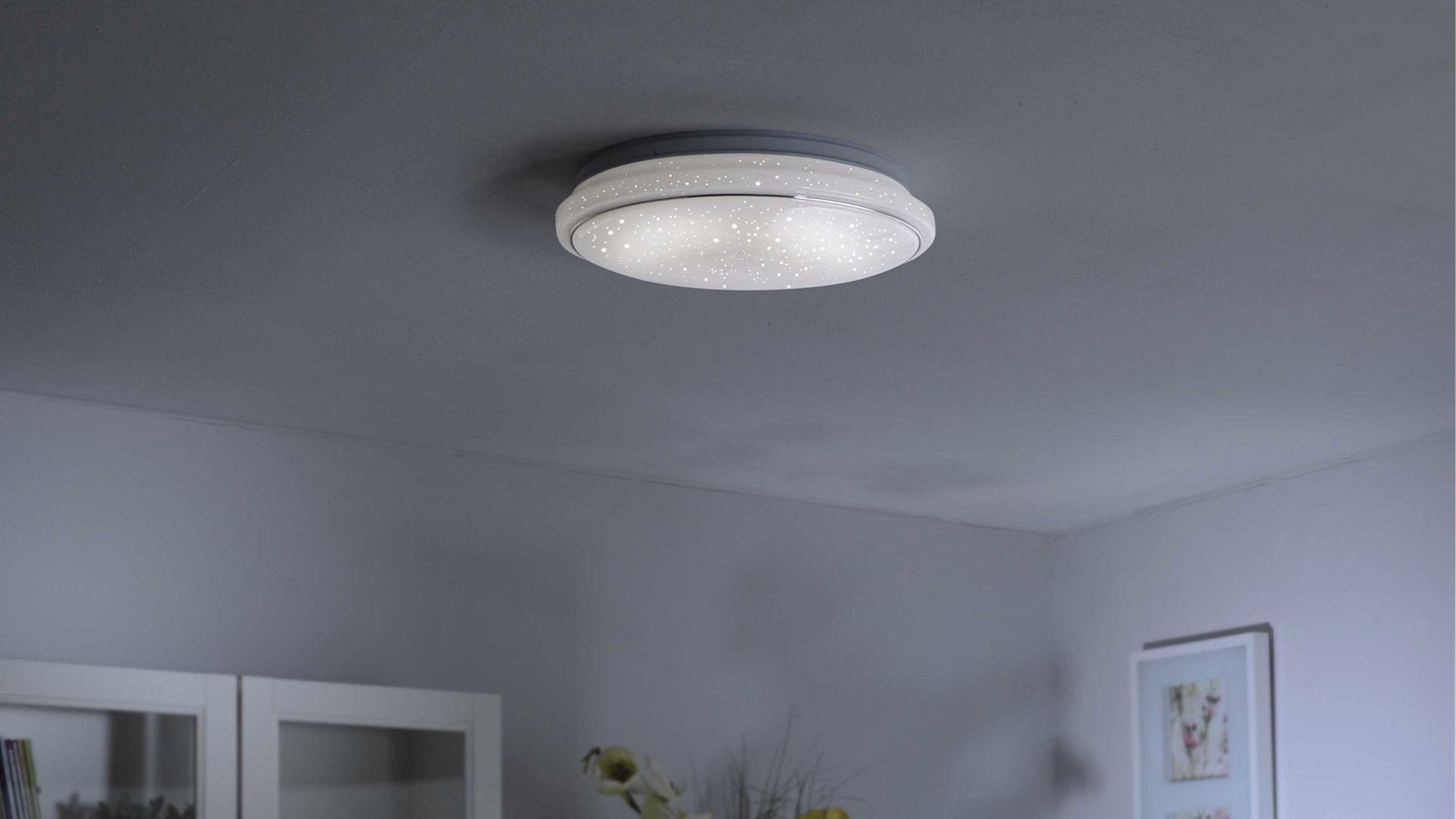 Deckenleuchte Just light. (leuchtendirekt) aus Kunststoff in Weiß JUST LIGHT. Deckenlampe Jupiter Sternenhimmeloptik – Durchmesser ca. 59 cm