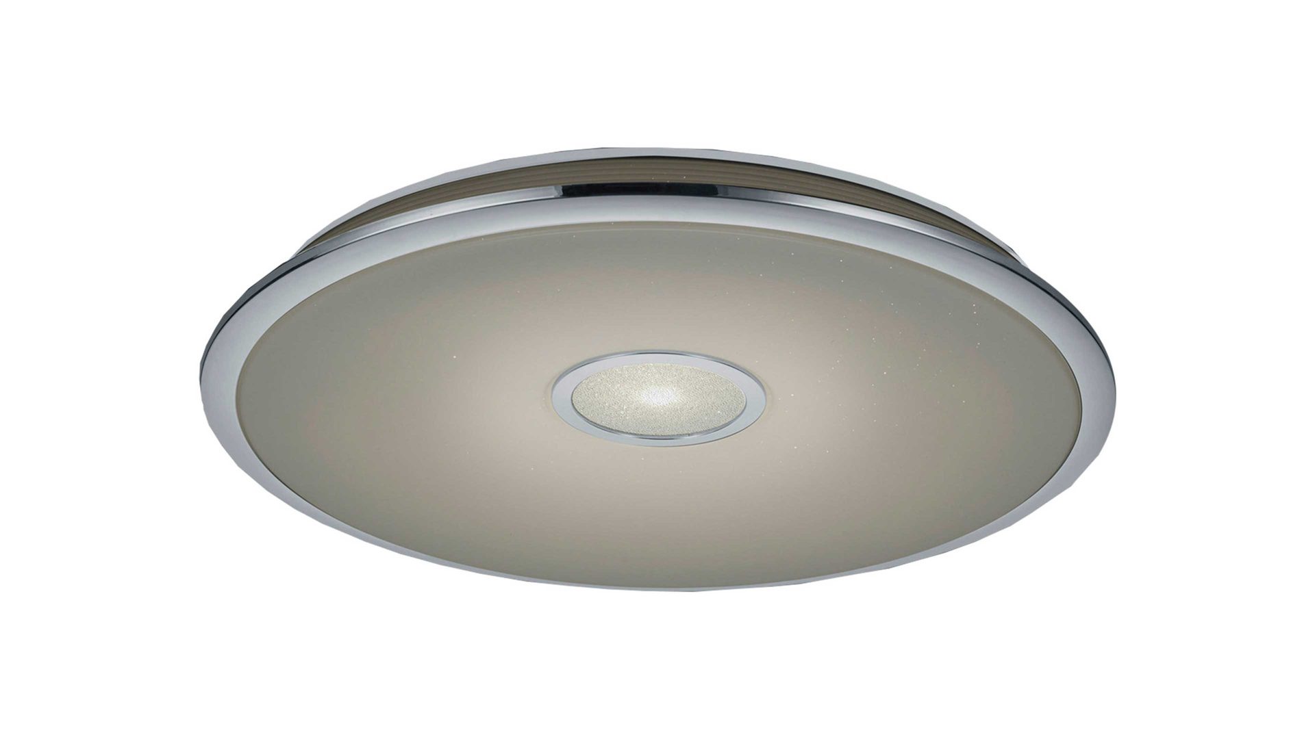 Deckenleuchte Trio lighting for you aus Kunststoff in Silber Deckenleuchte Osaka chromfarbener Kunststoff  & weißes Acrylglas  – Durchmesser ca. 42 cm