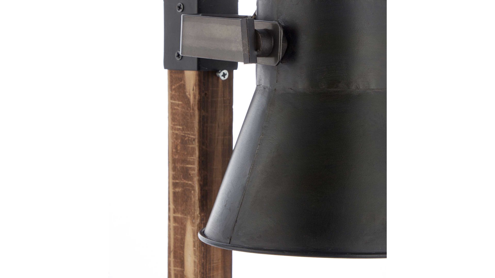 Tischleuchte Brilliant aus Metall in Schwarz Brilliant Tischlampe Plow schwarzer Stahl & Holz – Höhe ca. 55 cm
