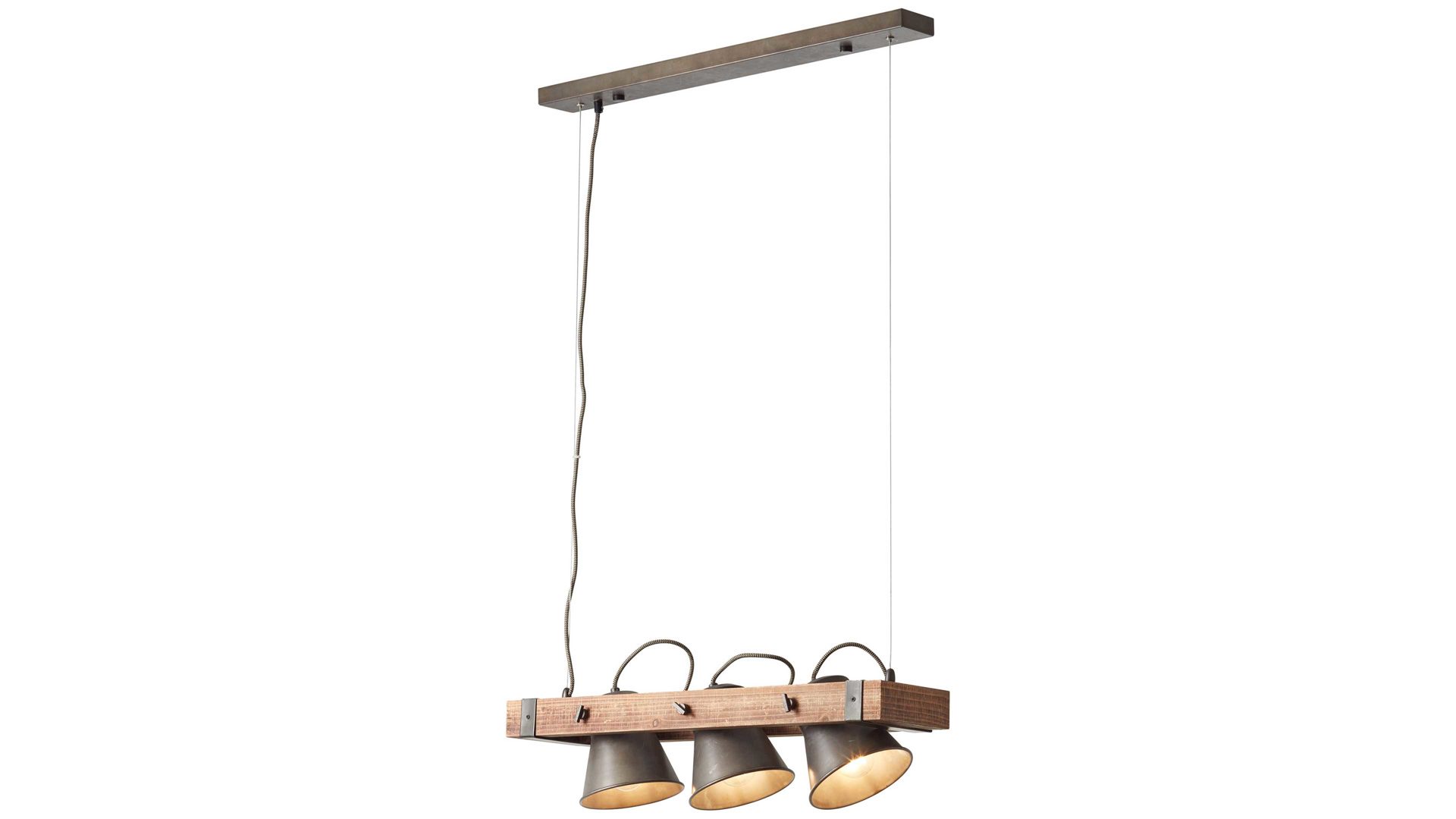 Pendelleuchte Brilliant aus Metall in Schwarz Brilliant Pendellampe Plow schwarzer Stahl & Holz – Länge ca. 70 cm