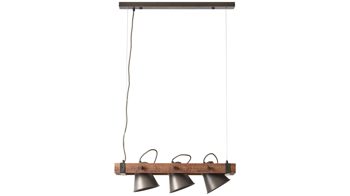 Pendelleuchte Brilliant aus Metall in Schwarz Brilliant Pendellampe Plow schwarzer Stahl & Holz – Länge ca. 70 cm