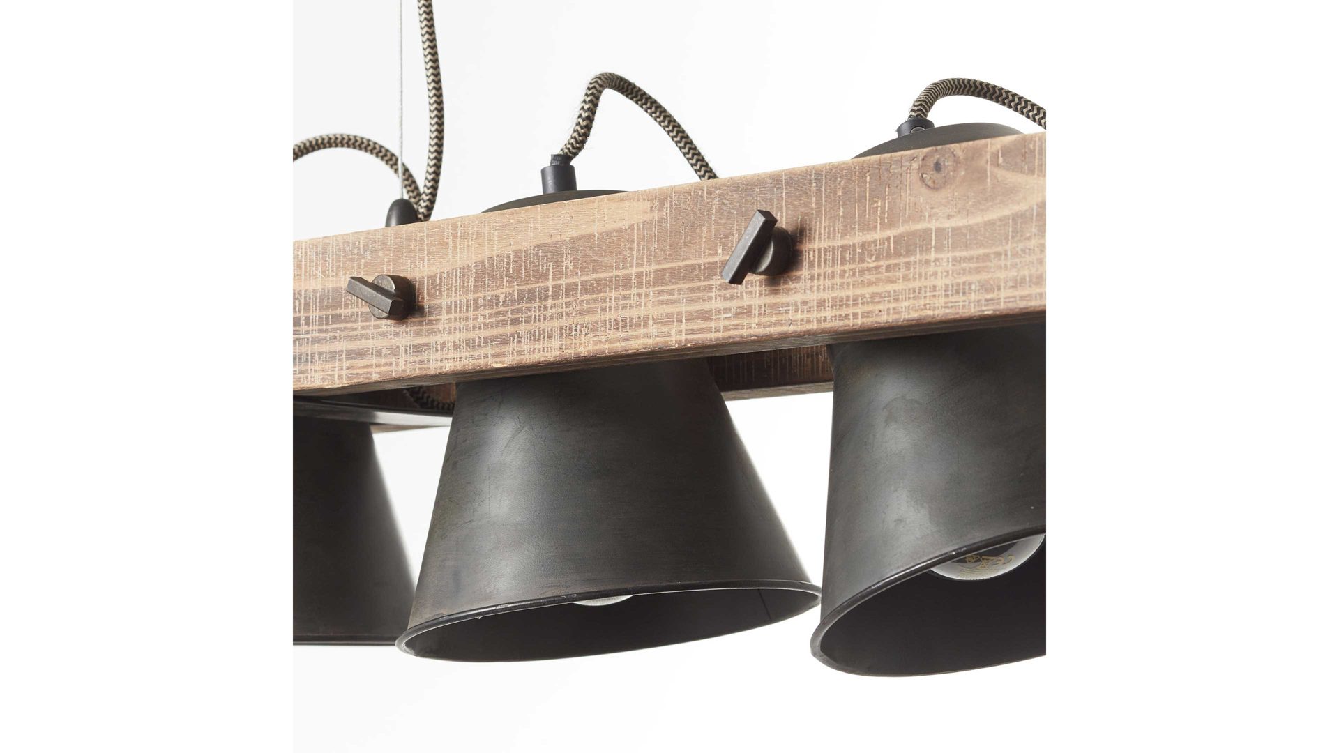 Pendelleuchte Brilliant aus Metall in Schwarz Brilliant Pendellampe Plow schwarzer Stahl & Holz – Länge ca. 70 cm