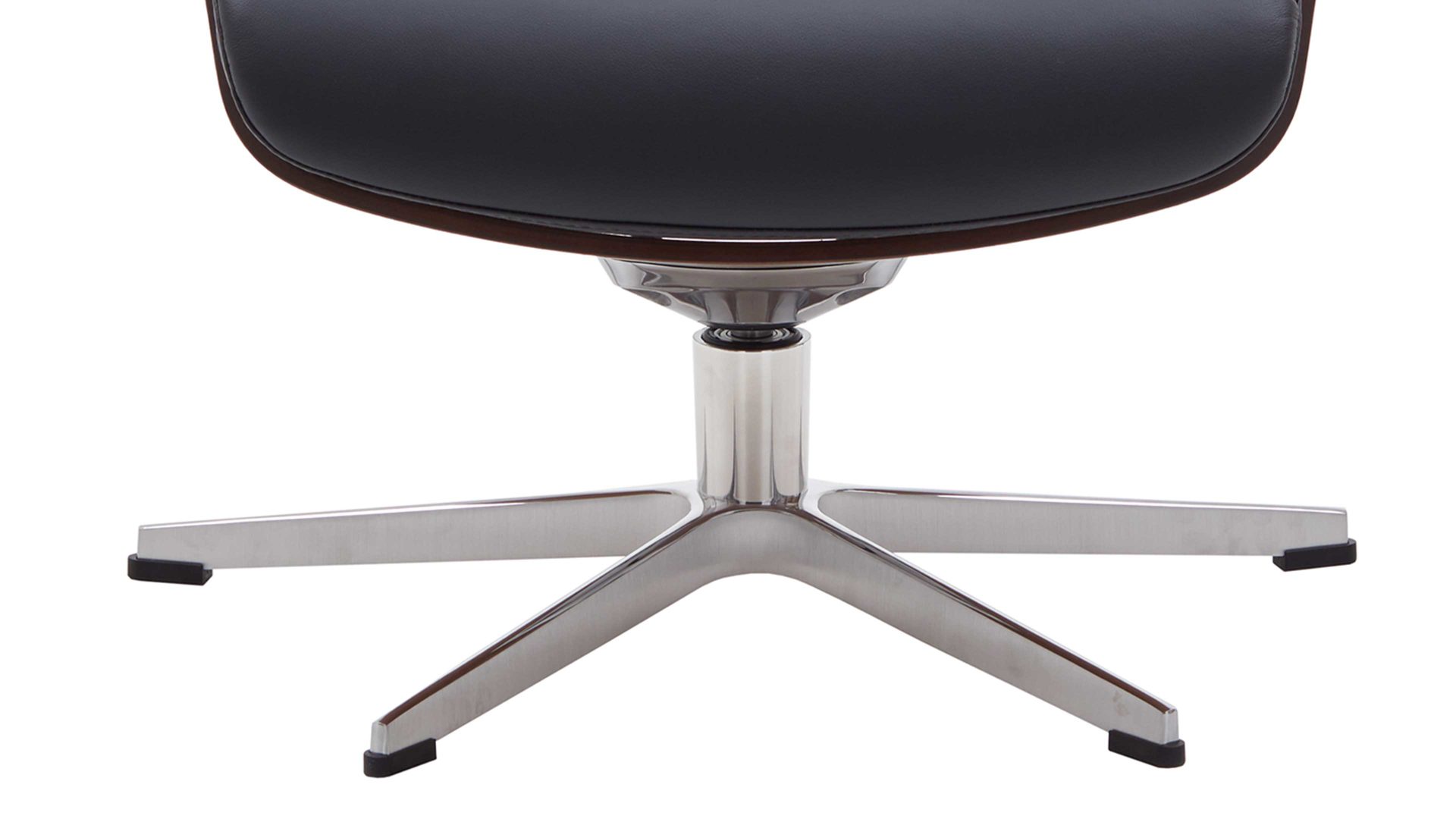 Relaxsessel Conform® aus Leder in Metallfarben CONFORM® Relaxsessel Timeout mit Lederbezug poliertes Aluminiumgestell, schwarzes Leder Memo & Walnuss-Sitzschale