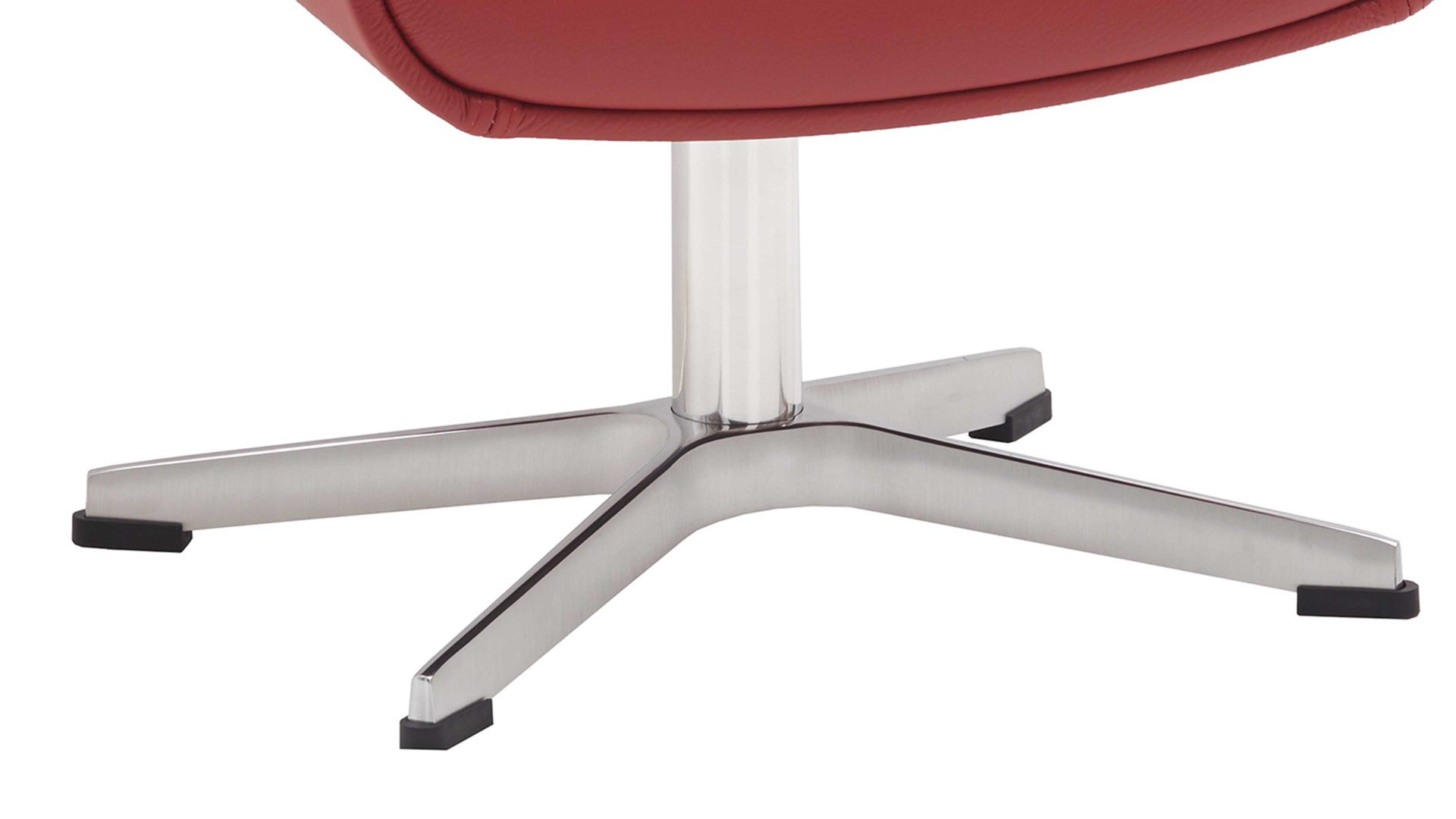 Polsterhocker Conform® aus Leder in Rot CONFORM® Hocker Timeout mit Lederbezug rotes Leder Naturelle true red & Aluminiumgestell